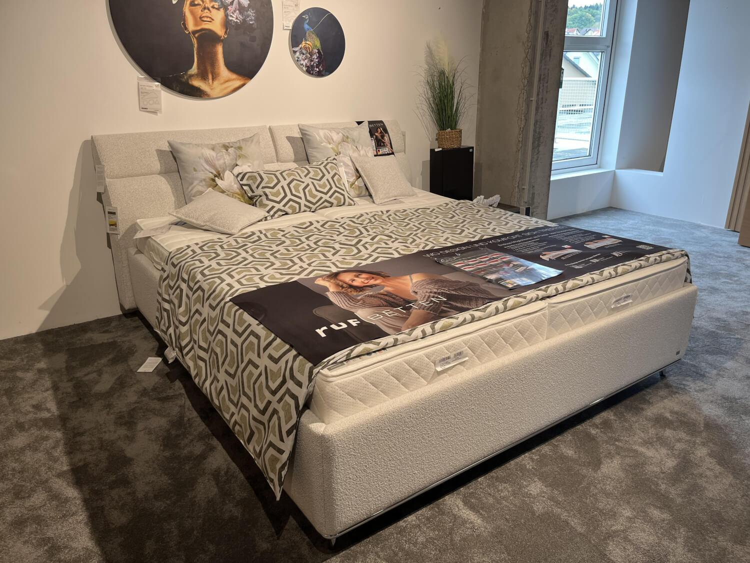 RUF Betten - Boxspringbett KS808718 Stoff 07448 Grau Inklusive Matratze Und Nackenpolster - 3