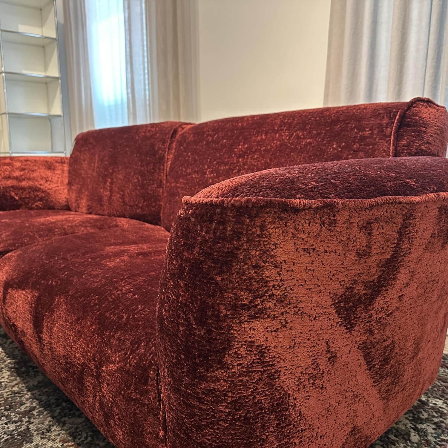 Edra - Sofa Grand Soffice Stoff 8214 57 Soft Nest Rot Polsterung Gellyfoam Und Daune Inklusive Hocker - 9