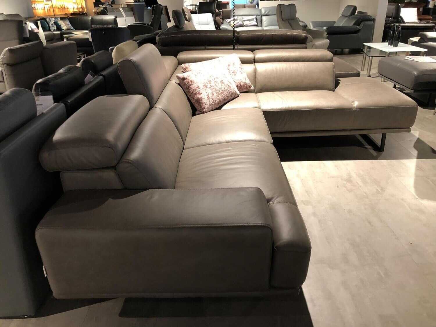 Cuoio - Ecksofa Capri Leder Grau mit Verstellbarkeit - 3