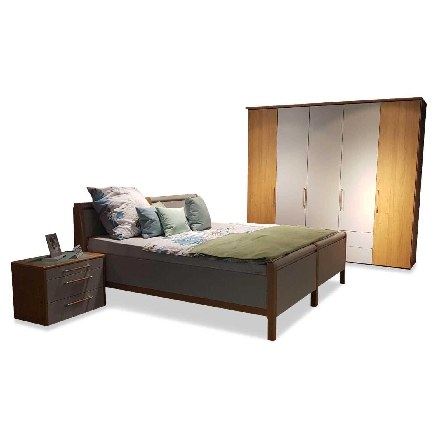 Loddenkemper - Komfort-Schlafzimmer Multi Comfort mit Duo-Bettanlage Struktur-Eiche Furnier Lack Kristallgrau - 1