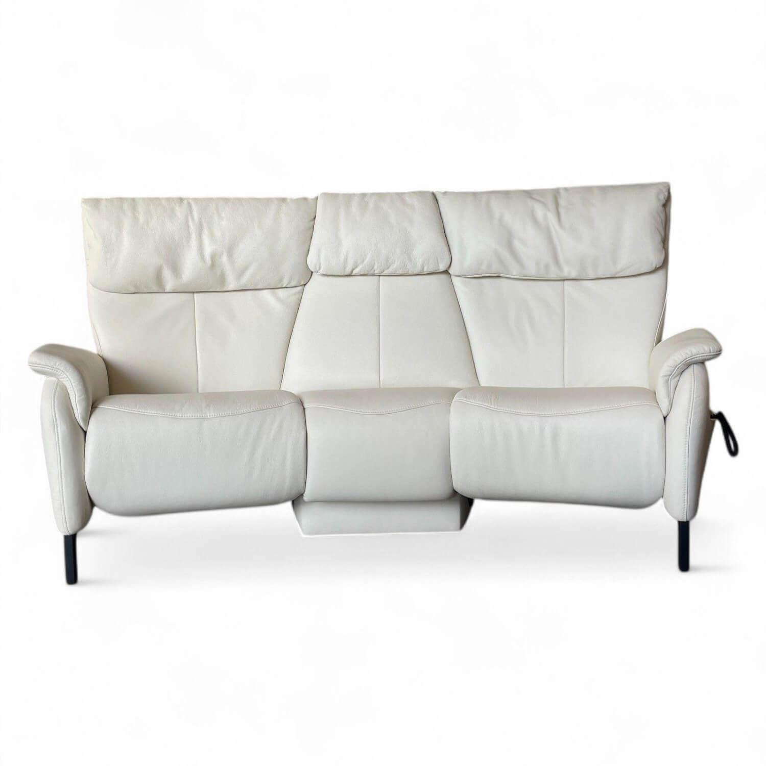 himolla - Trapezsofa 4867 Leder 33 Longlife Soft Bianco Creme Kufe Metall Mit Elektrischer Verstellung - 1