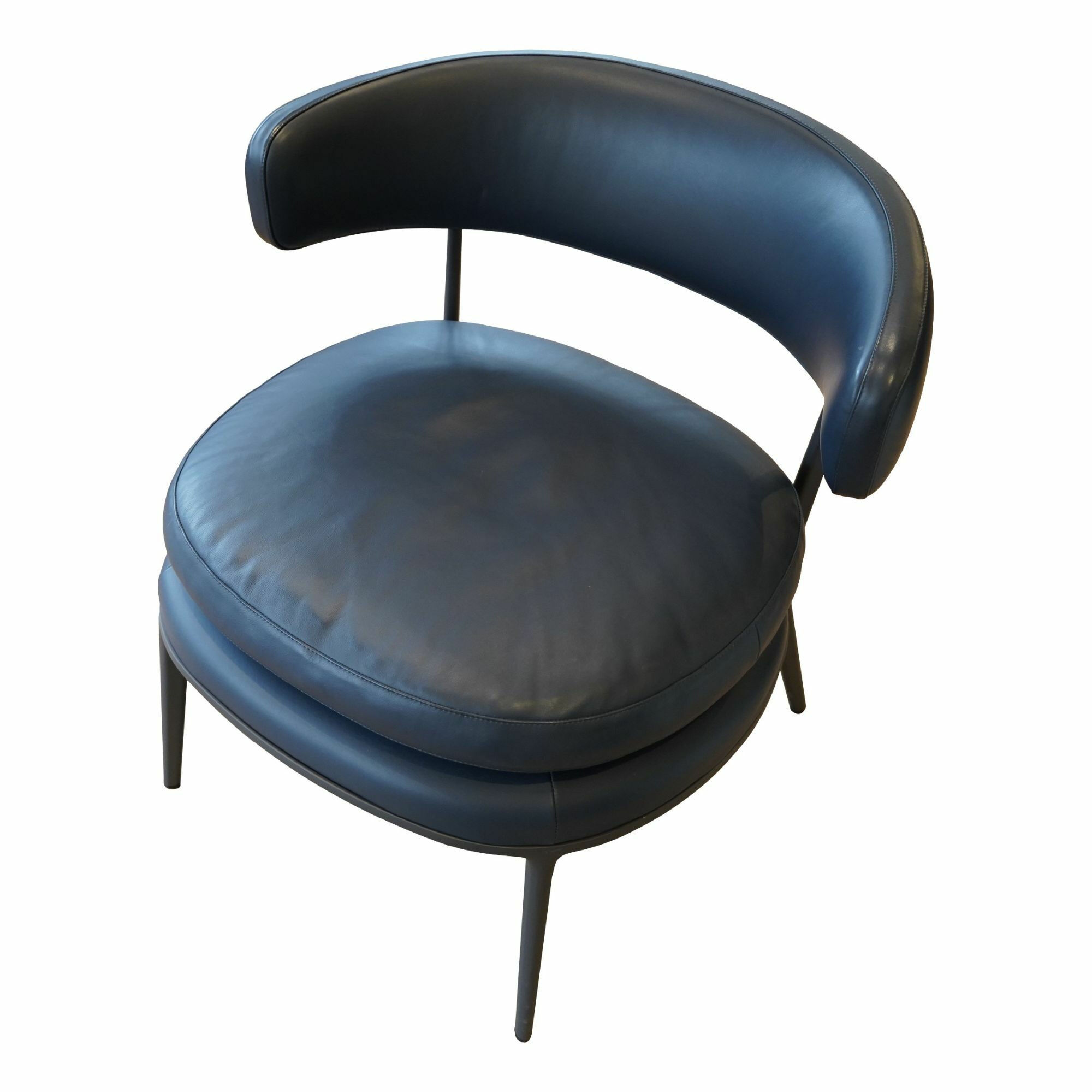 B&B Italia - Armlehnstuhl Caratos SCA69 Leder GM154 Petrolblau Blau Metallgestell Graphit Grau Schwarz Lackiert - 1