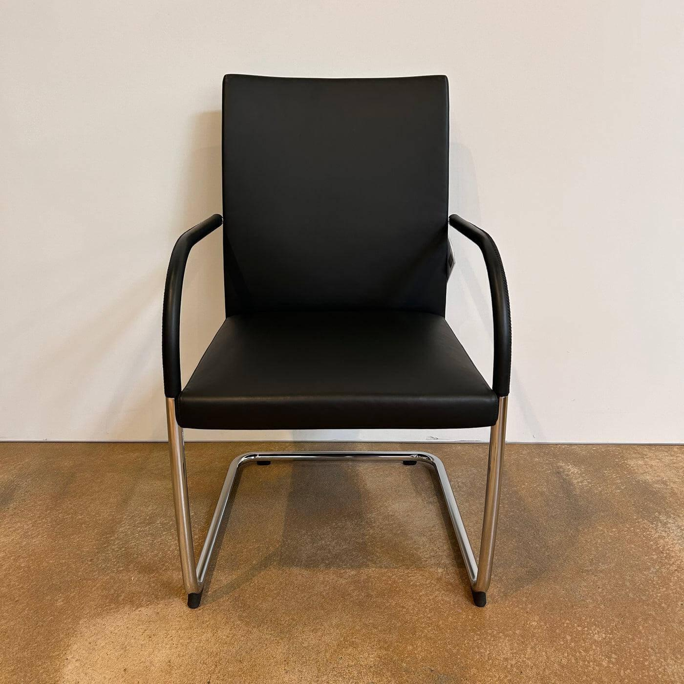 Walter Knoll - Freischwinger George 1572 Leder Congress 251 Black Schwarz Gestell Rundrohrstahl Hochglanz Verchromt - 5