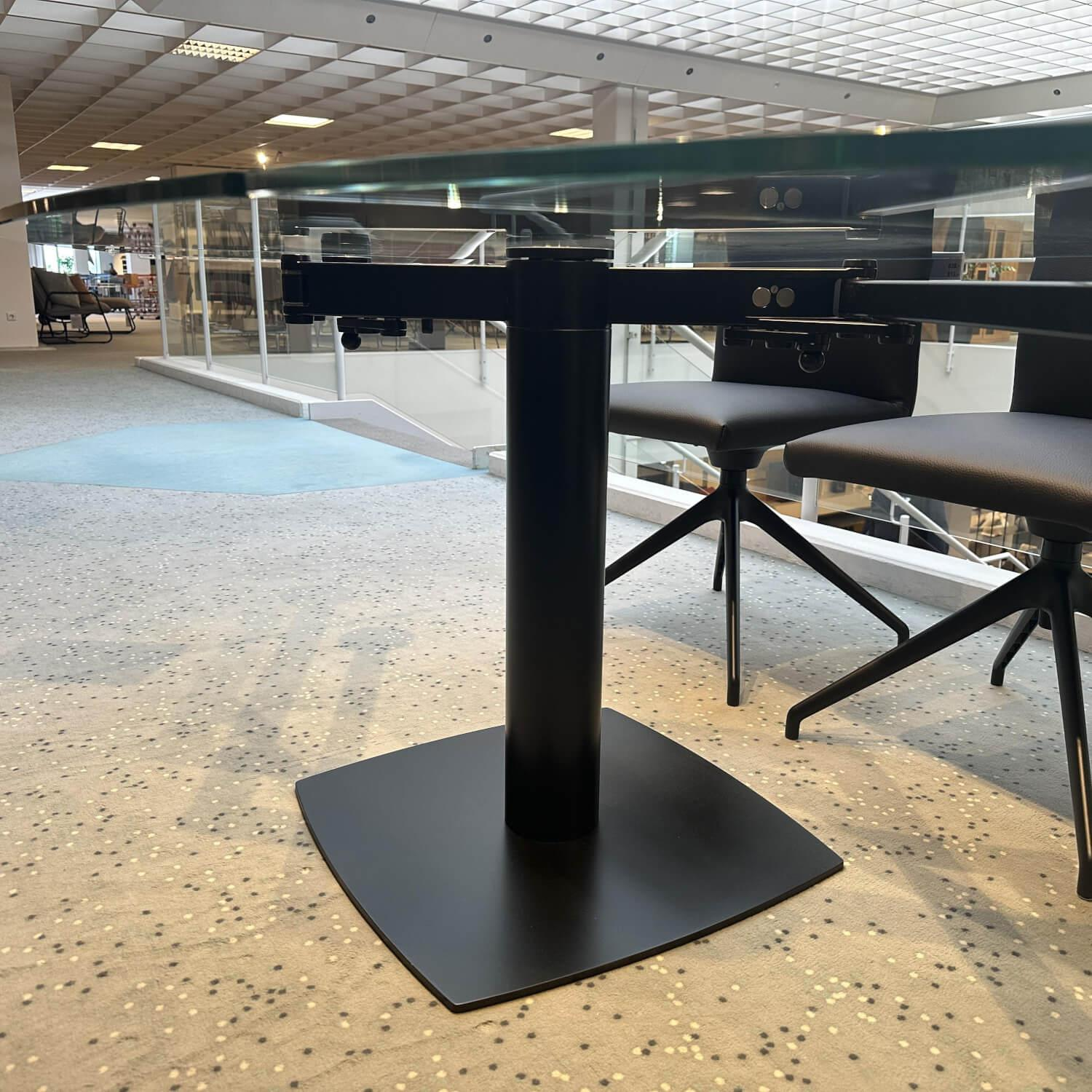 Draenert - Esstisch 1136 Titan Platte Glas Klar Bombiert Sockel 4 Stahl Schwarz Beschichtet Bombiert - 3