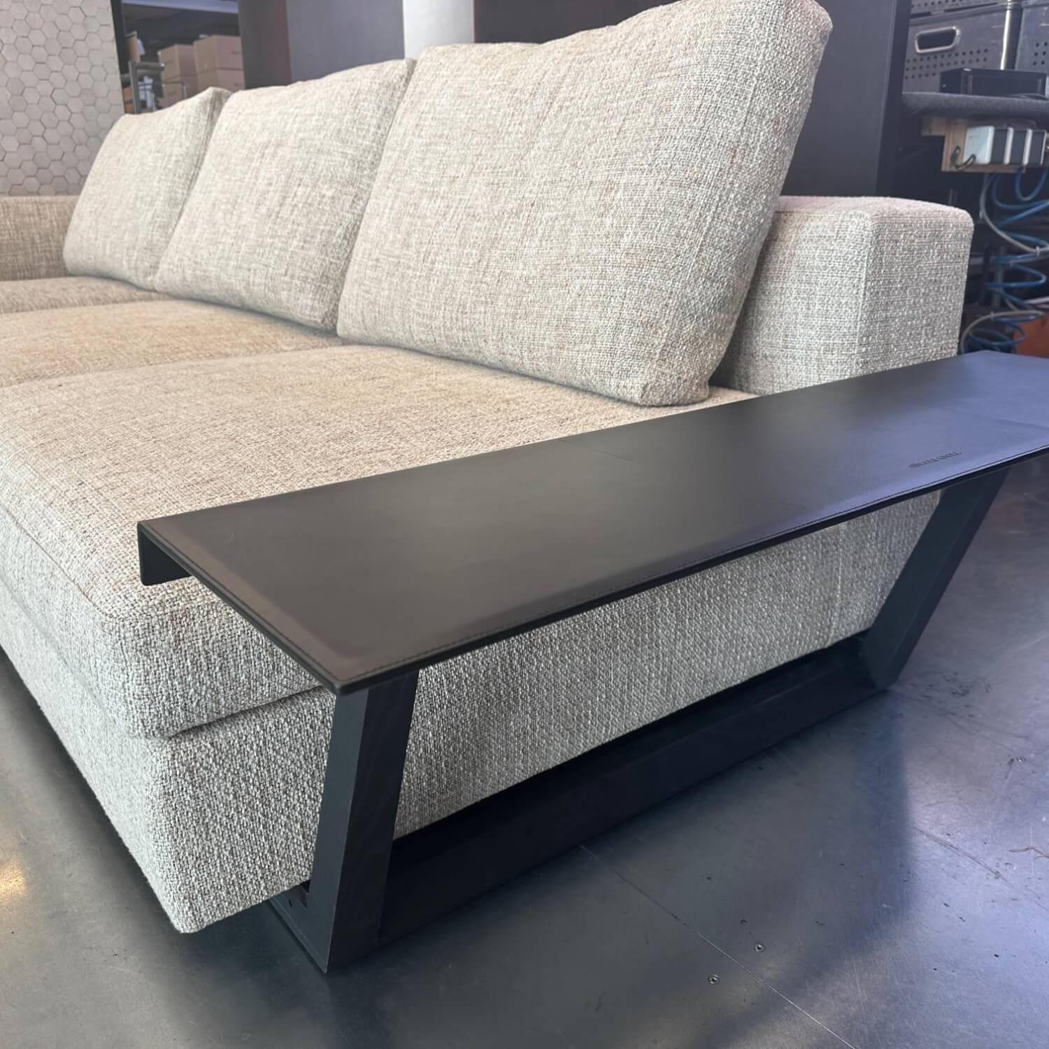 Walter Knoll - Ecksofa Living Landscape 755 Stoff Sorel 7871 Smoke Quartz Grau Beige Sockel Buche Schwarz Lackiert Mit Tischelement - 4