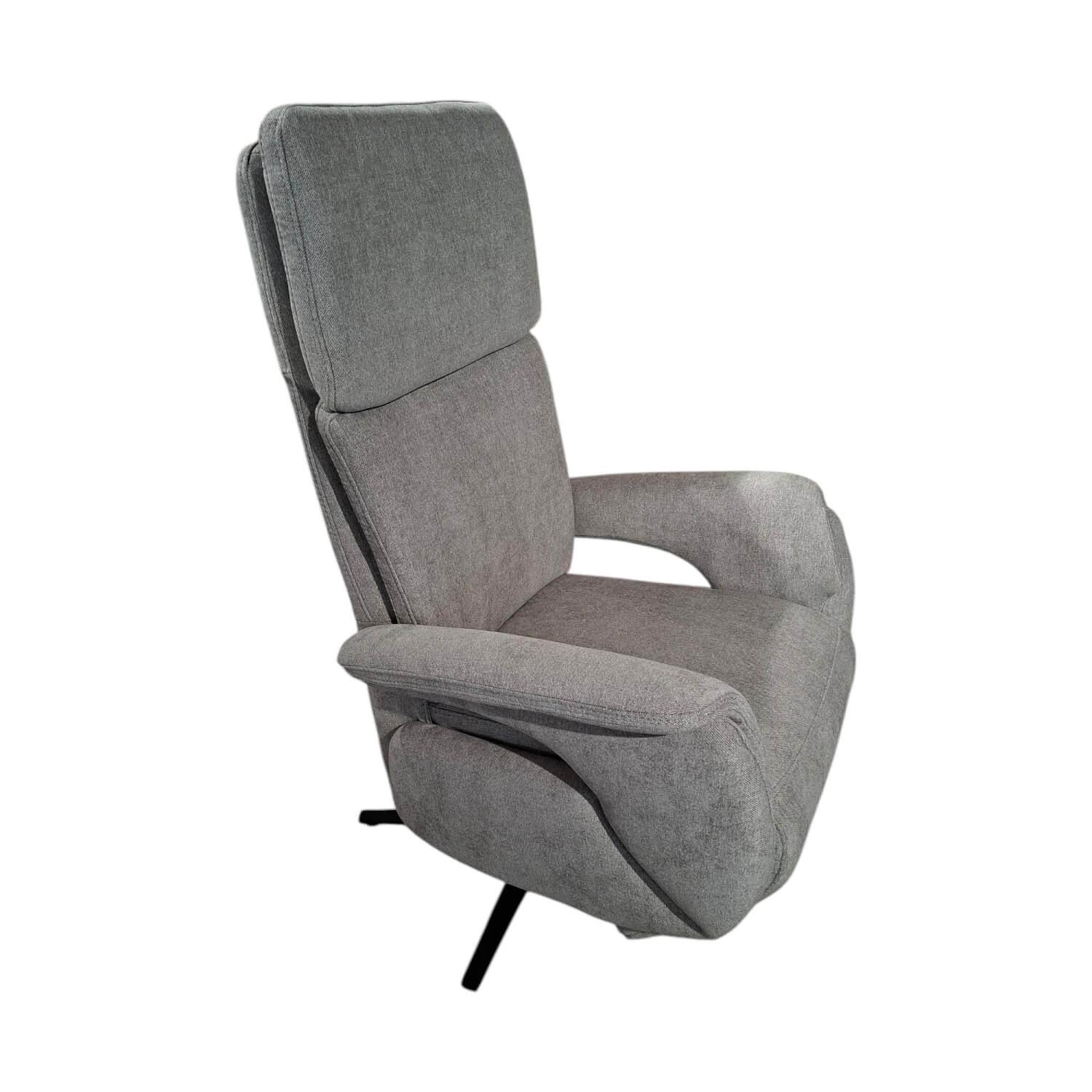 Steinpol - Sessel Charly Style Plus Stoff Cora Clean Stone Grau Sternfuß Metall Schwarz Matt Mit Manueller Funktion - 1