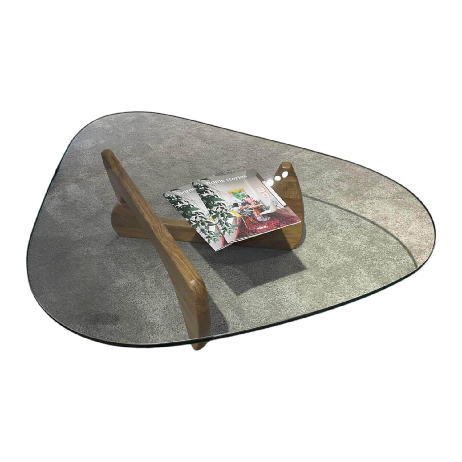 Vitra - Couchtisch Coffee Table Platte Glas Rund Geschliffen Untergestell Walnuss - 1