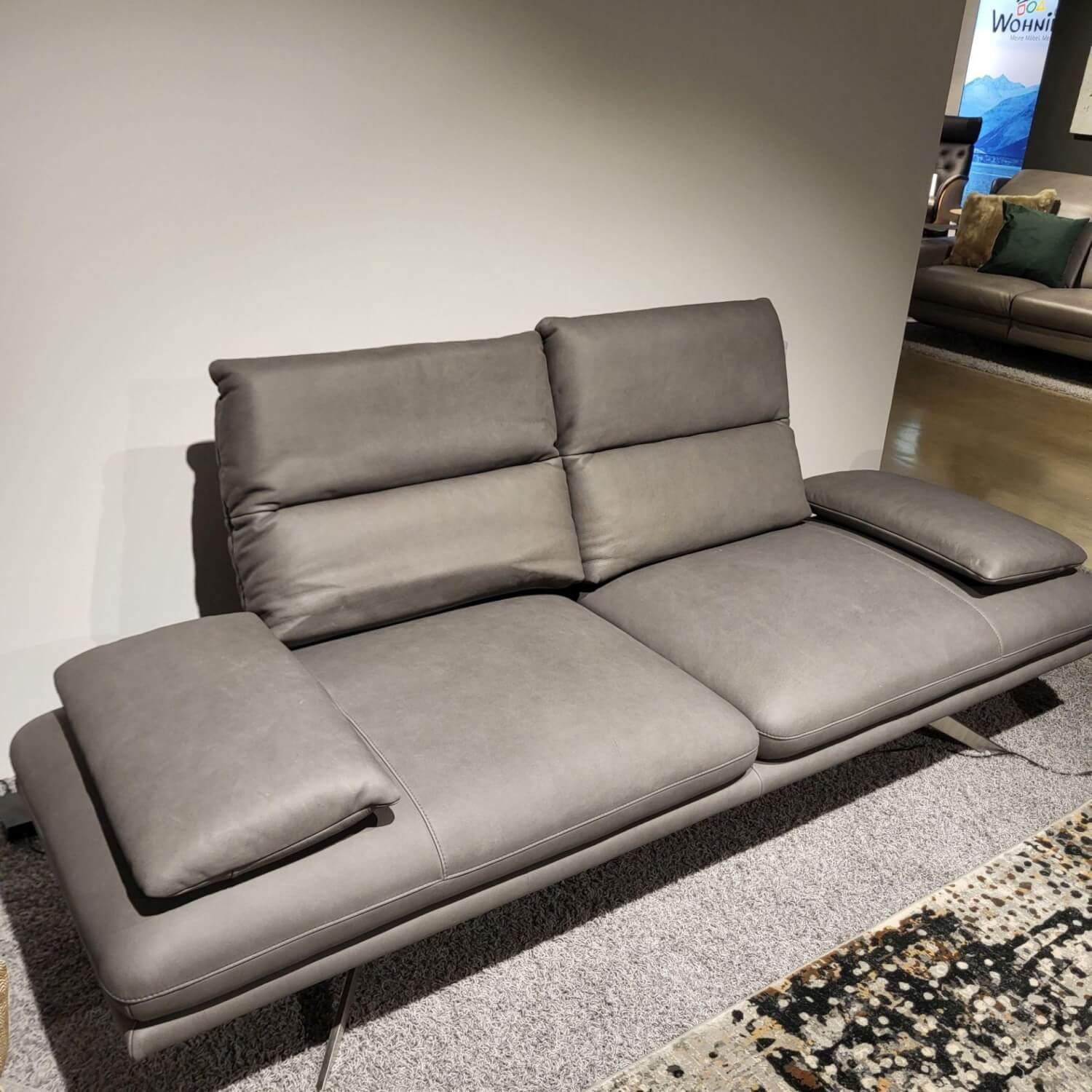 Comfort Republic - Sofa Klier ConceptNo 1 Leder L40 Grey Grau Füße Edelstahl Gebürstet Mit Rückenverstellung - 3