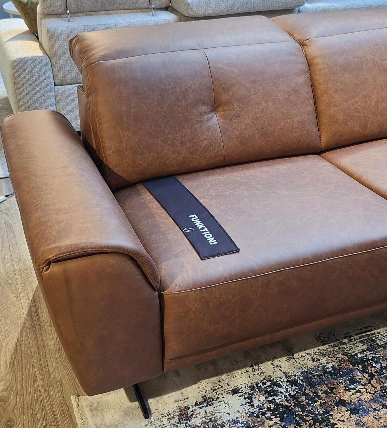 Candy - Ecksofa Santo Leder Vincenza Braun ohne Dekokissen - 2