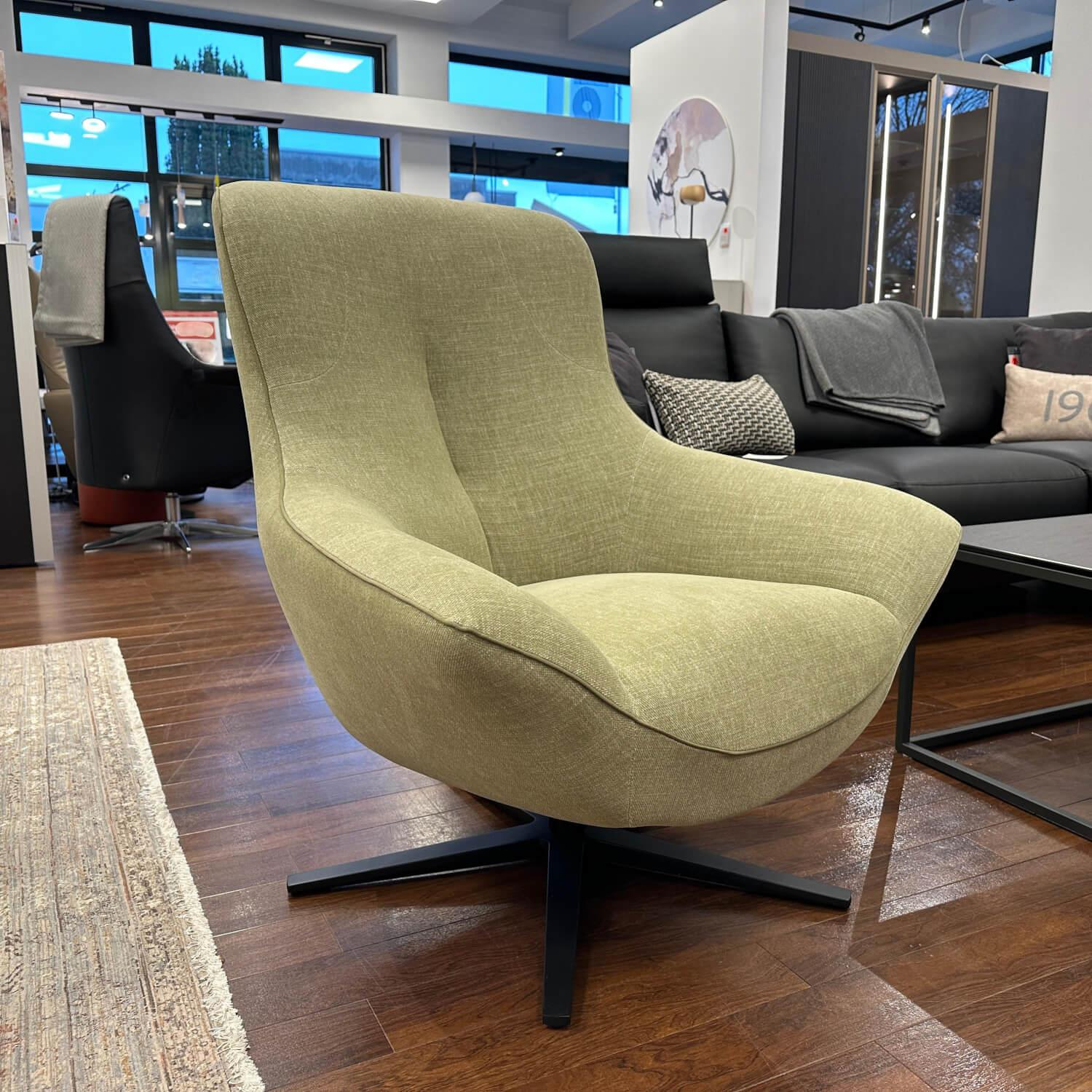 Rom - Sessel Rico Stoff Escana Sage Grün Gestell Metall P694 Schwarz - 4