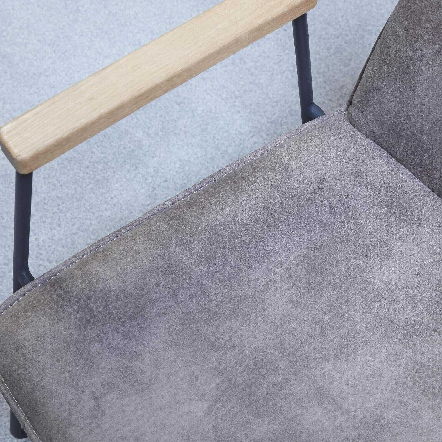 Natura - 6er-Stuhlgruppe Microfaser Aberdeen Stone Gestell Rundrohr Eisen Schwarz - 11