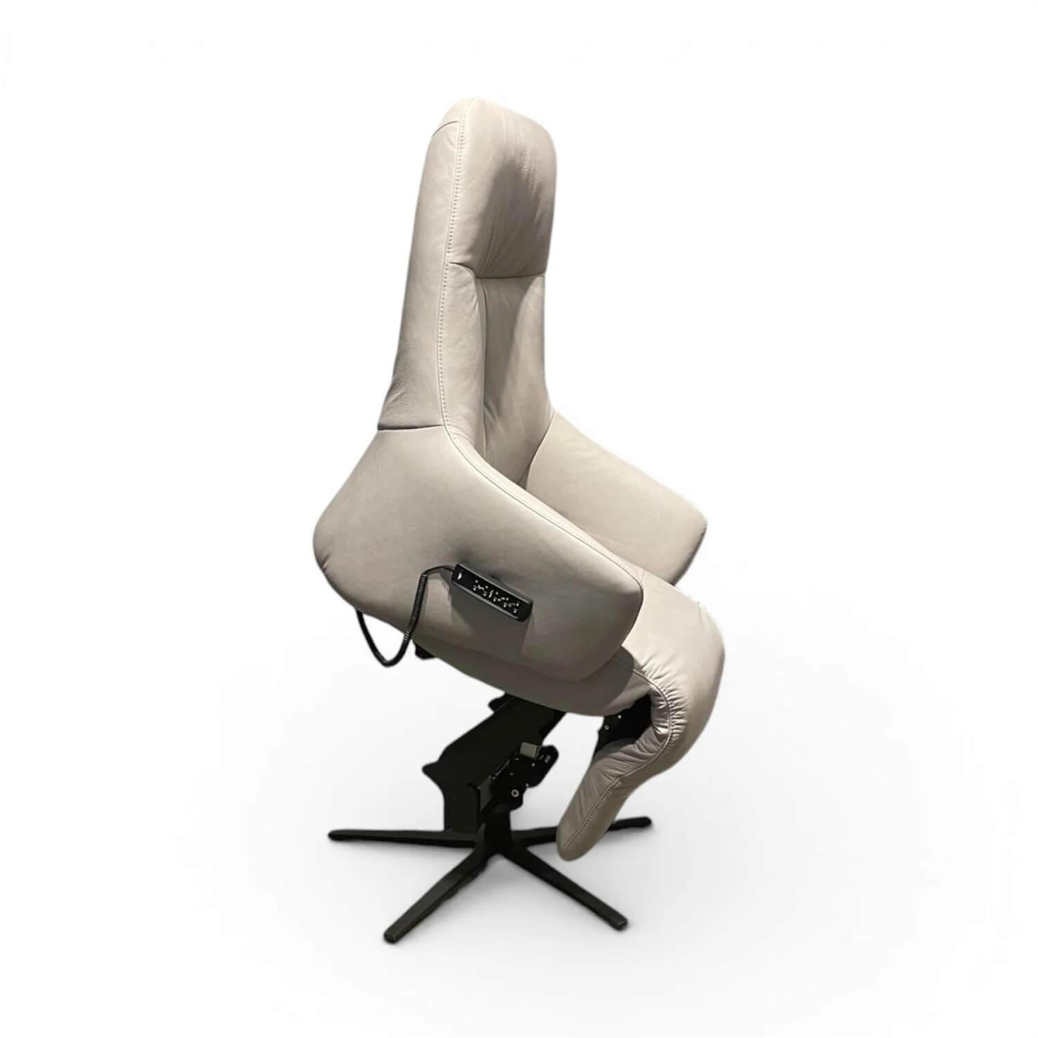 himolla - Sessel 7578 S-Lounger Leder Eleganza Coala Hellgrau Sternfuß Metall Schwarz Matt Inkl. 2-Motorig Aufstehhilfe - 4