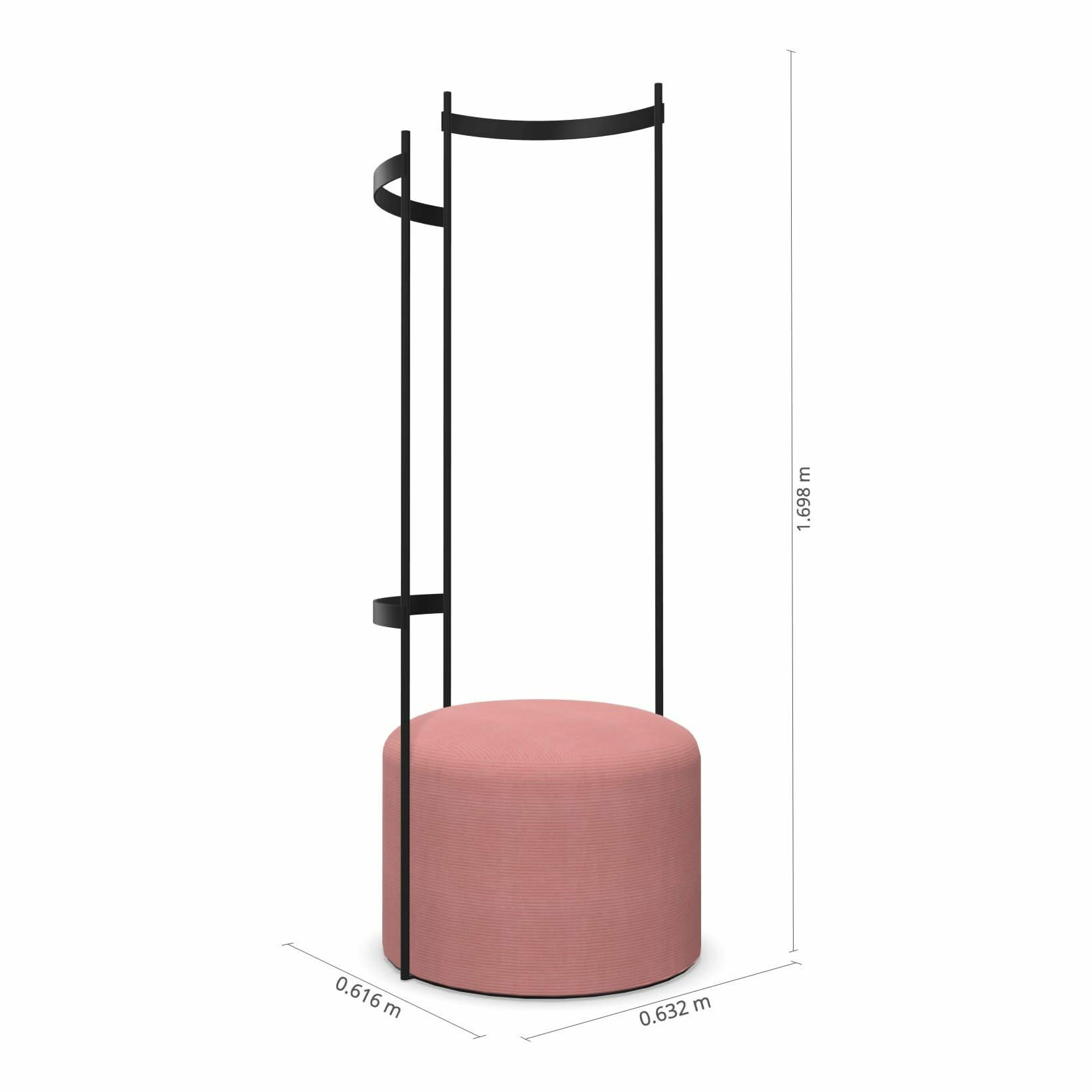Schönbuch - Garderobenständer Tilda 1560 Gestell Schwarz mit Hocker Stoff Kvadrat Pink Clay 226 - 3