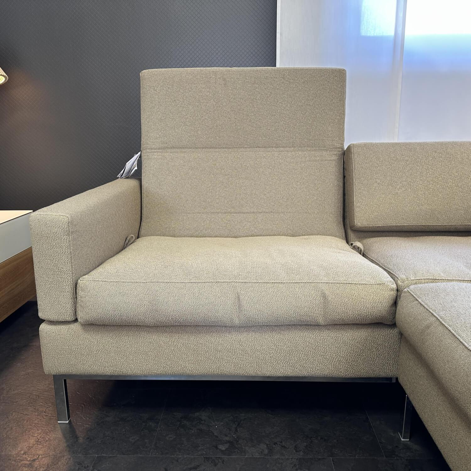 Brühl - Ecksofa Tomo Soft Stoff 3677 020 Grau Braun Füße Metall Glänzend Verchromt Mit Verstellbaren Rückenlehnen - 2