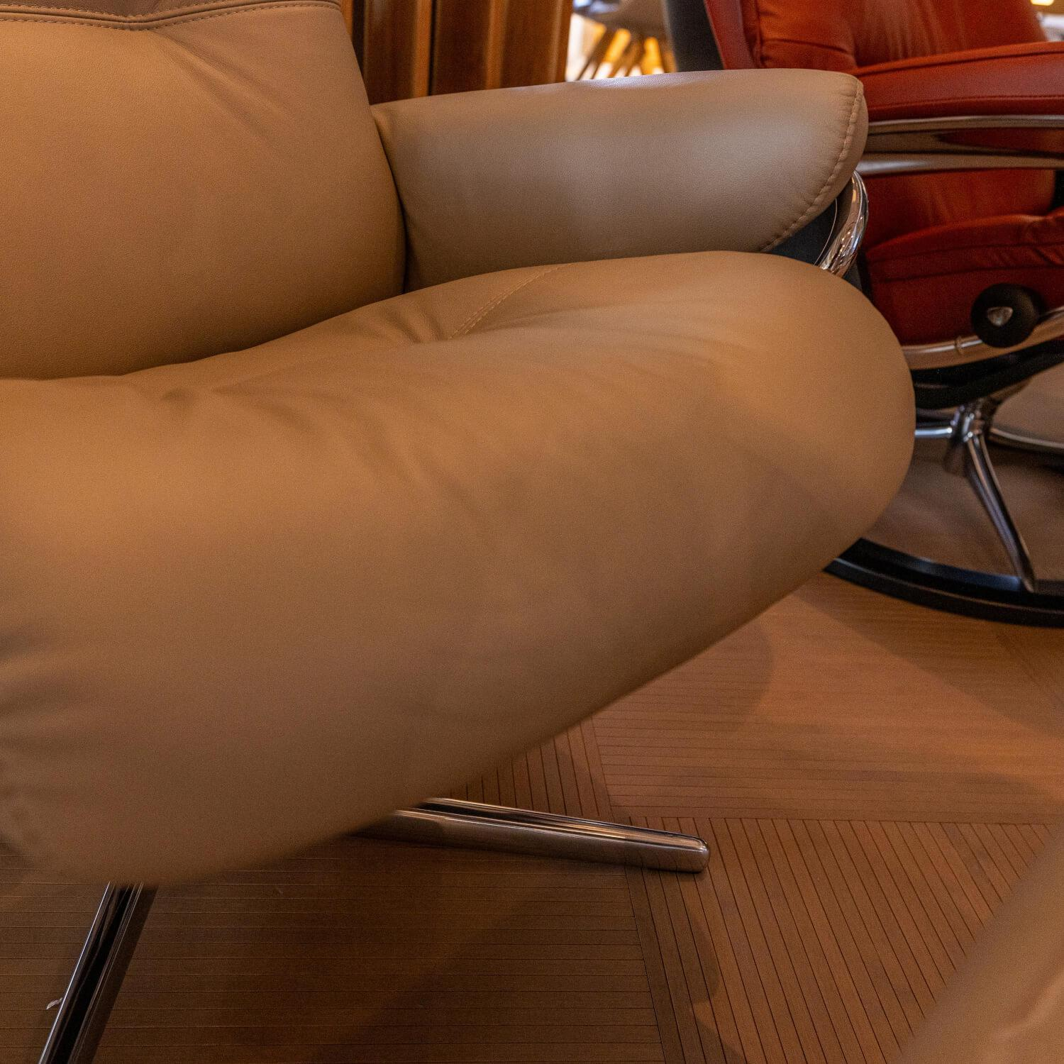 Stressless - Sessel Berlin M Bezug Leder Paloma 45 Mushroom Beige Gestell Cross AH Aluminium 40 - 14