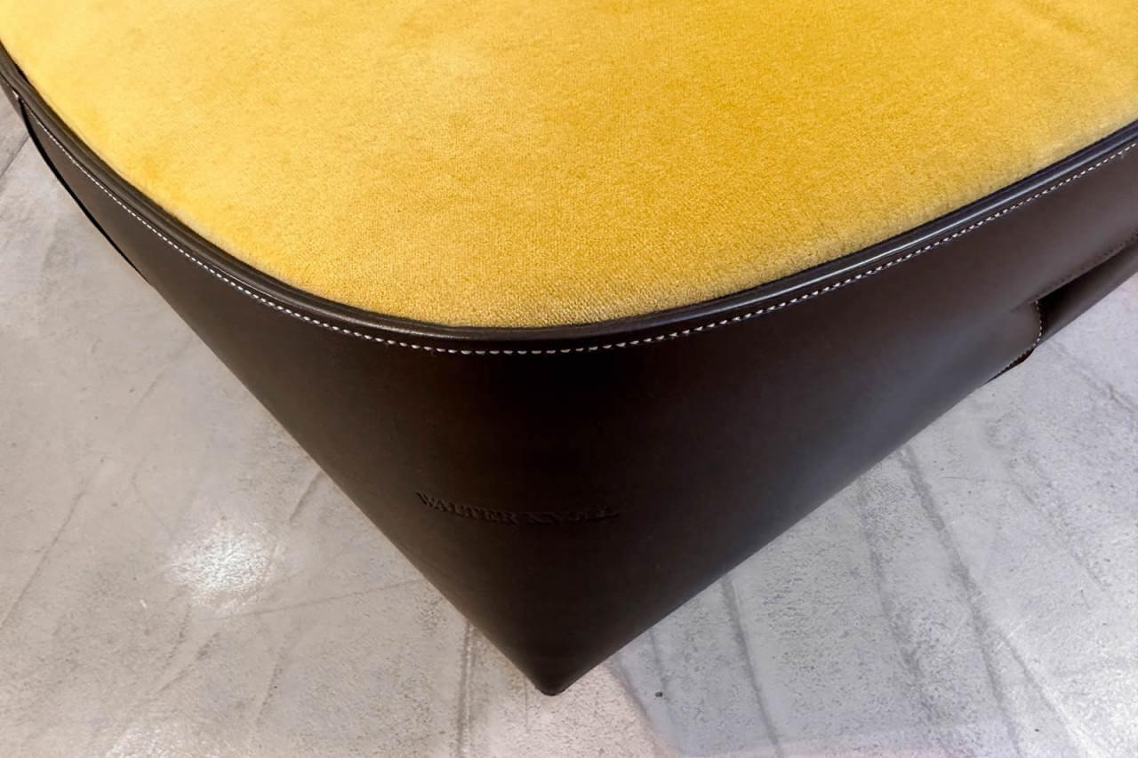 Walter Knoll - Hocker Isanka Sitz Stoff Harald 3 Gelb Korpus Leder Saddle Coffee Braun - 4