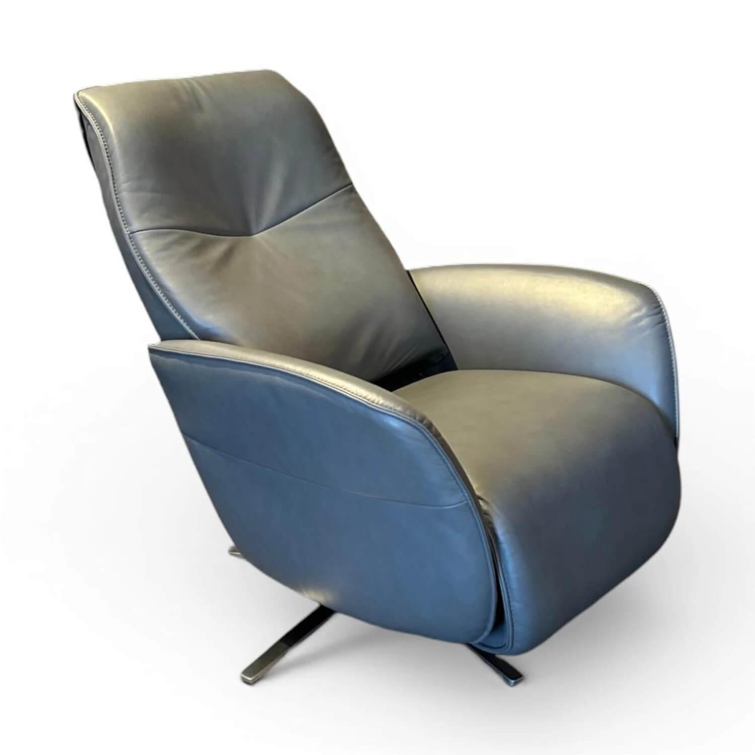 himolla - Sessel 7928 Easy-Swing XS Leder Longlife Aqua Blau Grau Sternfuß Metall Edelstahloptik Manuelle Verstellfunktionen - 2