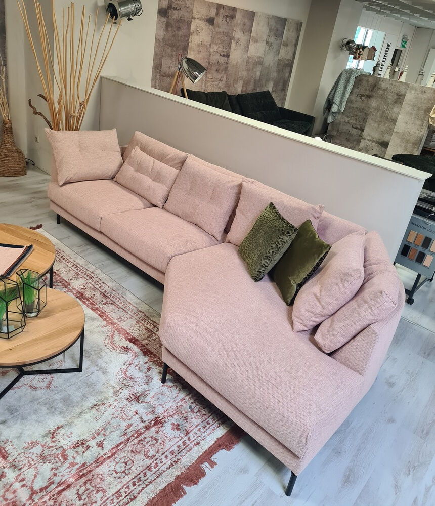 Raum.Freunde - Ecksofa Anesa Stoff Berga Pink 1700 Füße Metall Schwarz - 2