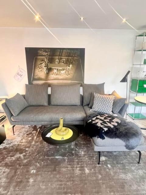 Vitra - Corner sofa Suita Fabric Corsaro F 80 Graphite Melange Grey Frame Basic Dark Black Including cushions - 2