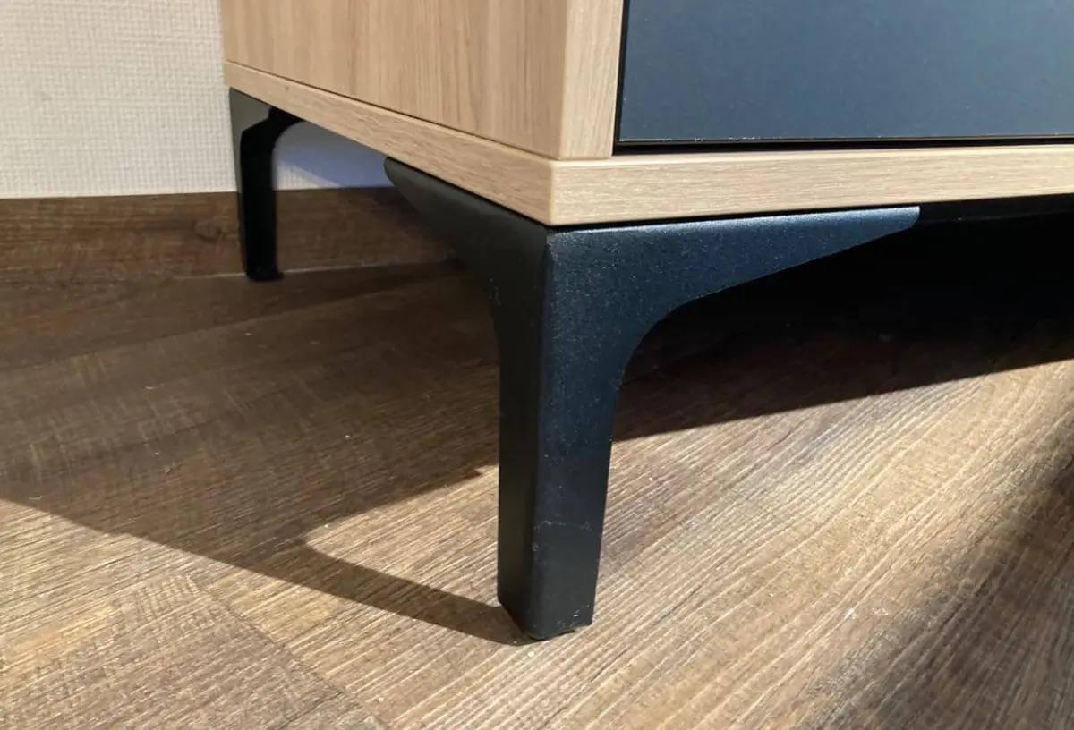 Global - Sideboard FMA Wildeiche Natur Nachbildung Front Lack Onyxschwarz Matt Metallfüße Schwarz - 5