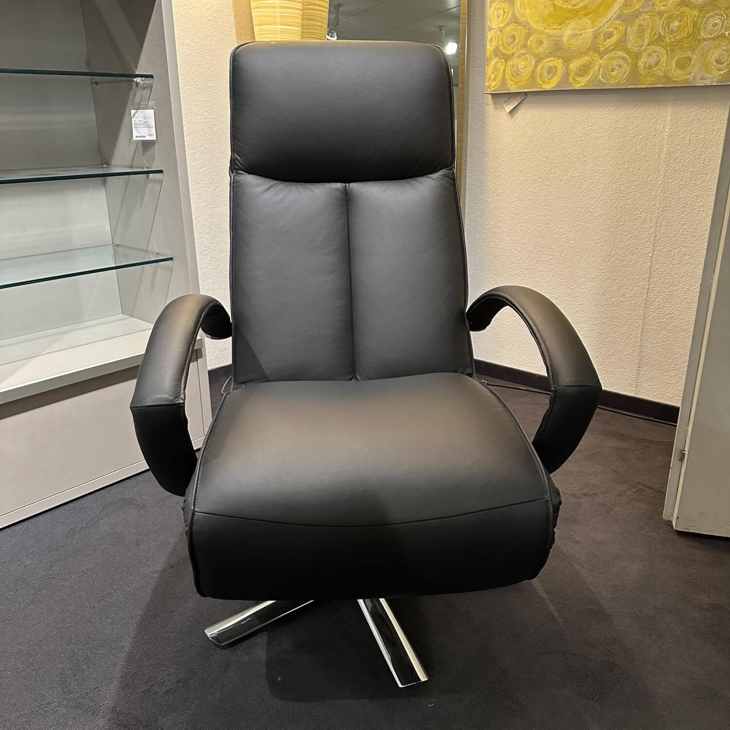 Strässle - Relaxsessel Achime Bezug Leder Oregno Schwarz 5-Sternfuß Aluminium Mechanisch Verstellbar - 7