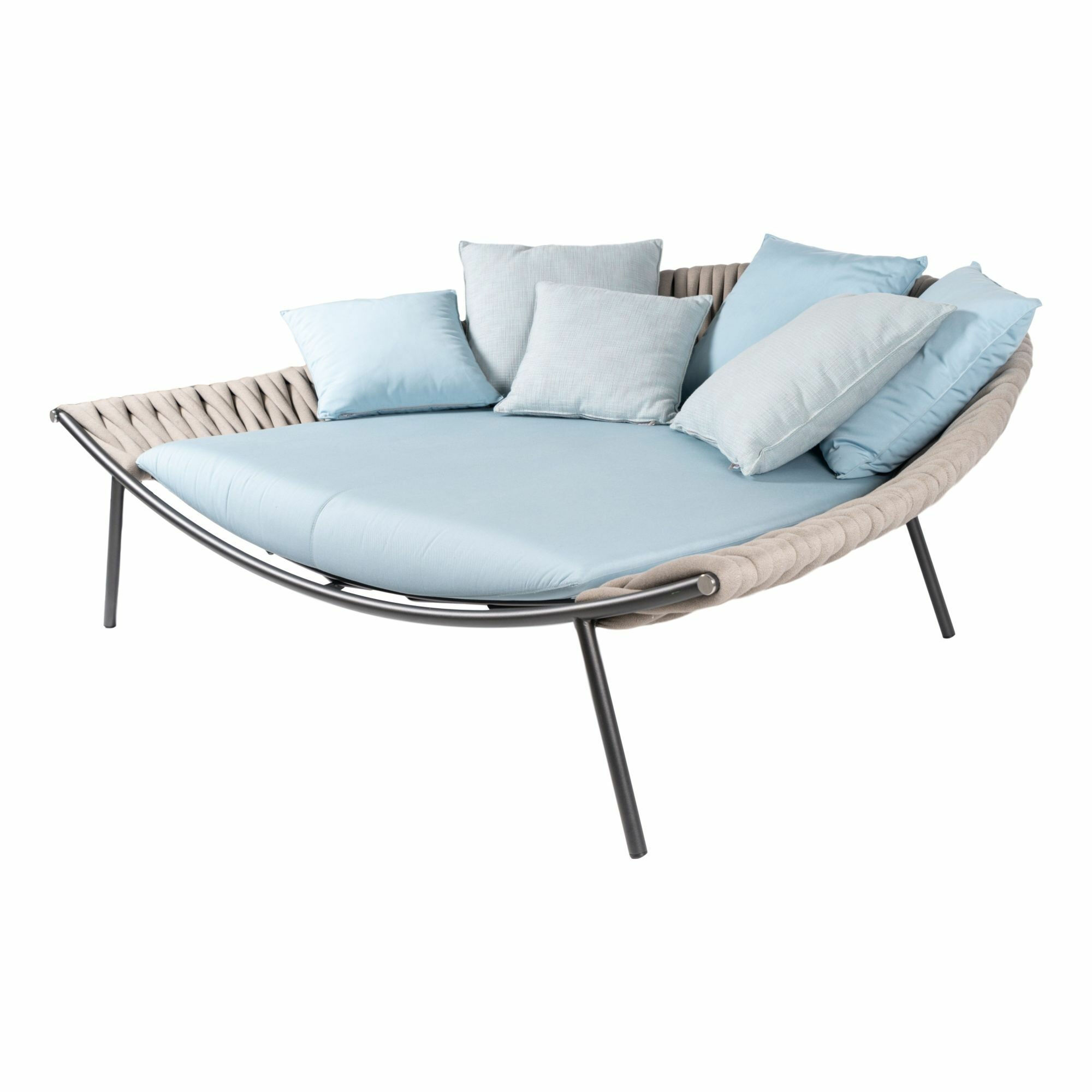 RODA - Daybed Arena Geflecht Polyester-Schnur Grey-Sand 12 Metallgestell Rundrohr Smoke 01 - 1