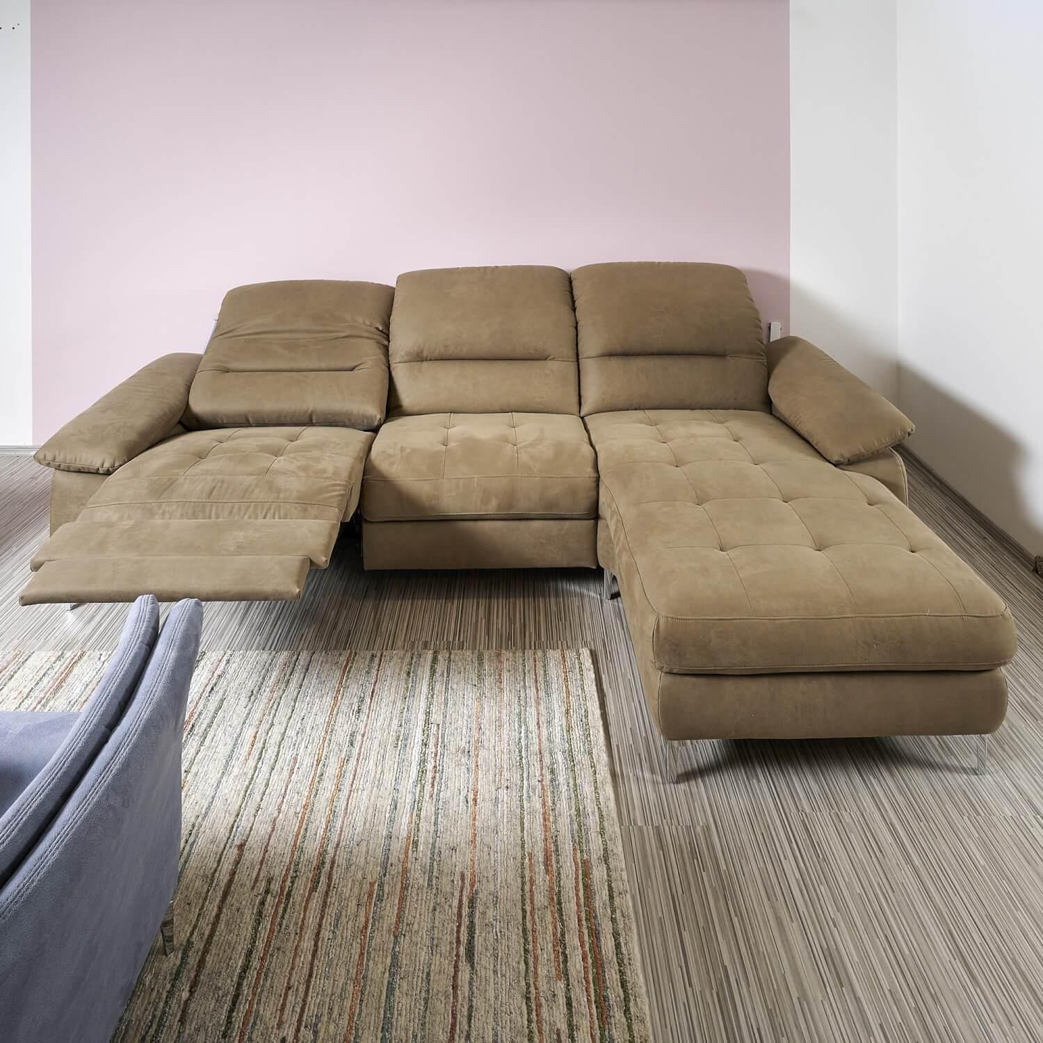 Carina - Upholstered suite 2600 Motorized Cover Clash Olive Metal feet shiny chrome - 4