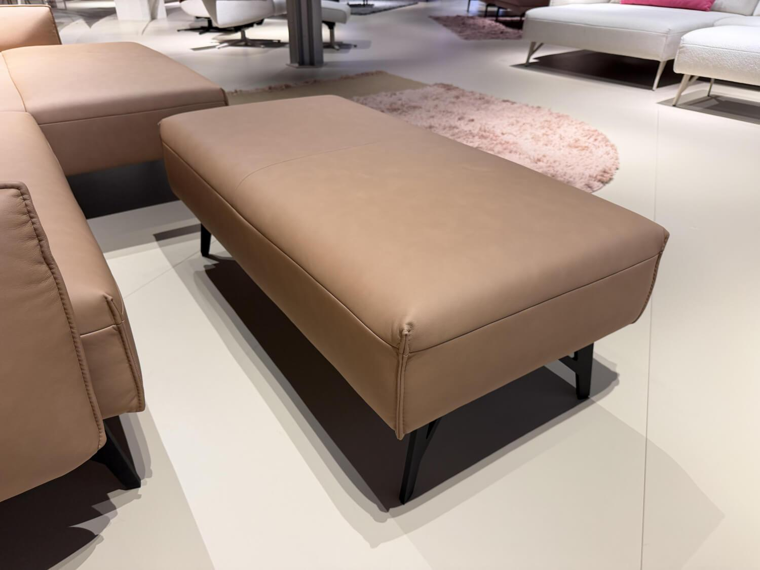 himolla - Ecksofa Tangram 9660 Leder 24 Longlife Mousse Beige Braun Gestell Metall Anthrazit Inklusive Hocker Und Verstellung - 3