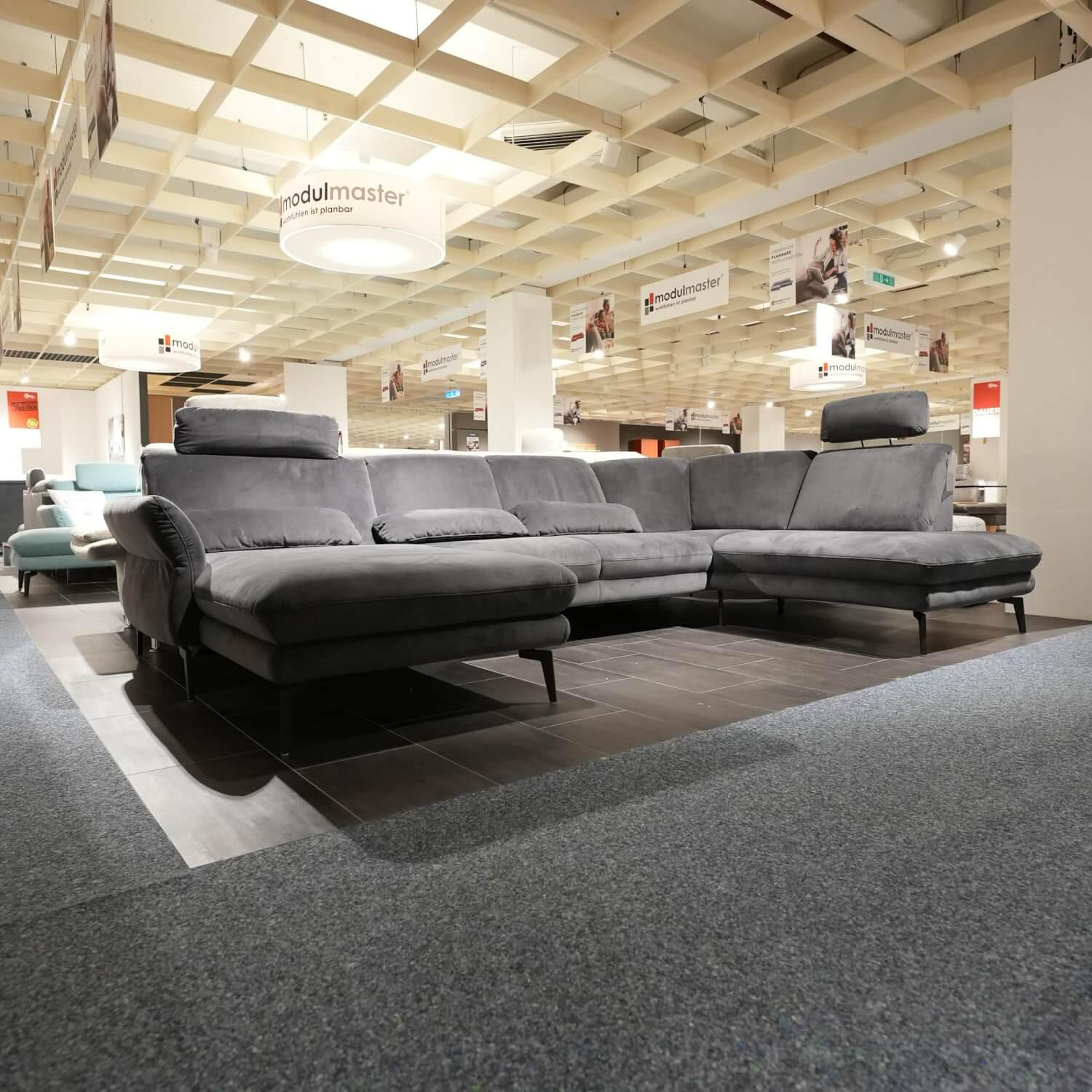 Zehdenick - Ecksofa MM ZE1165 Stoff Salsa Anthrazit Metallfüße Schwarz Mit Sitztiefenverstellung Und Motorischer Liege - 4