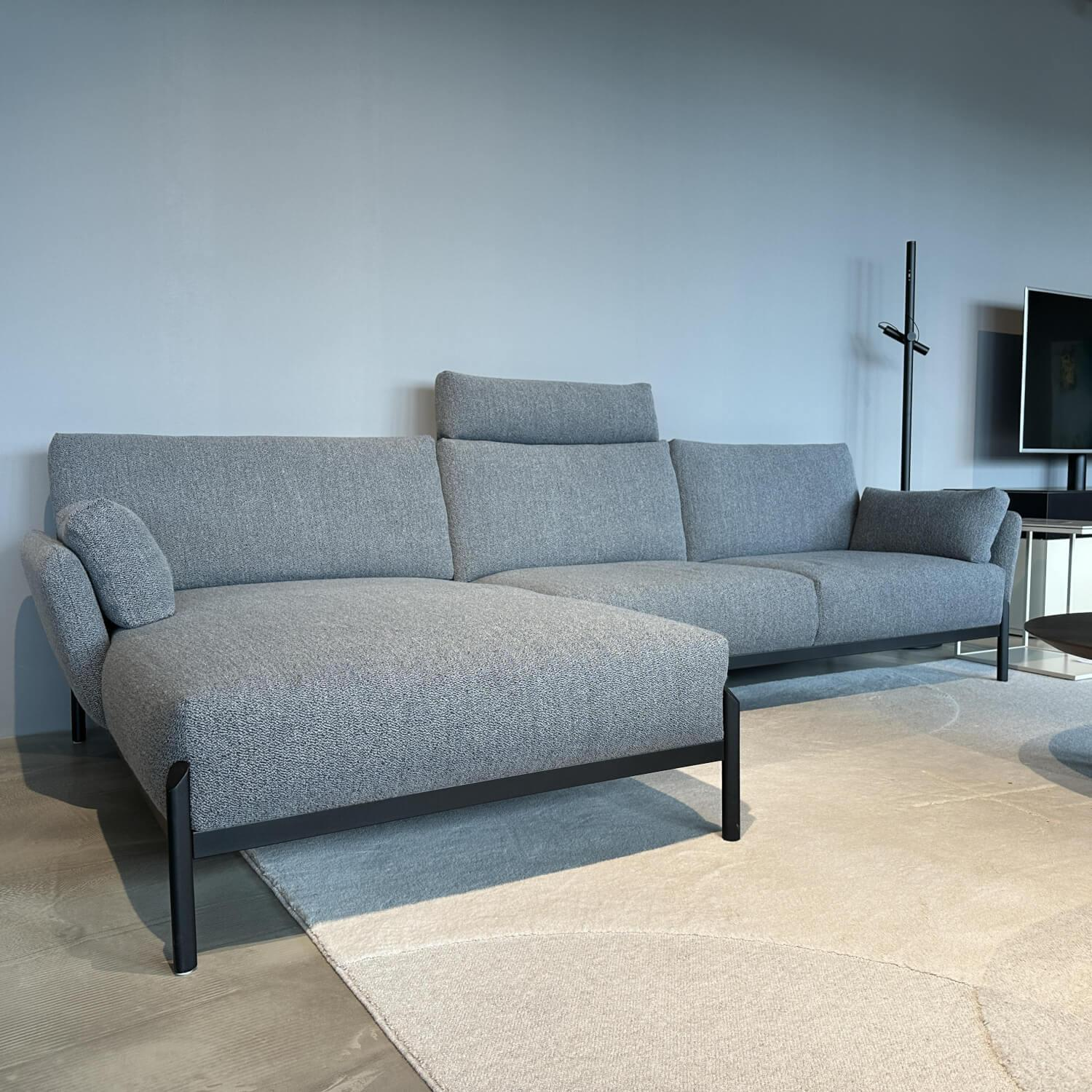 Leolux - Ecksofa Enna Stoff Mondo 007 Piombo Grau Gestell Epoxy Granite Anthrazit Matt Inklusive Kopfstütze - 2