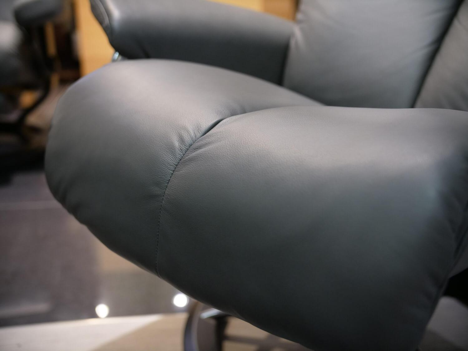 Stressless - Sessel Mit Hocker Magic M Leder 094 Paloma 16 Dunkelgrau Untergestell Signature Metall Holzfarbe 05 Schwarz Gebeizt - 10