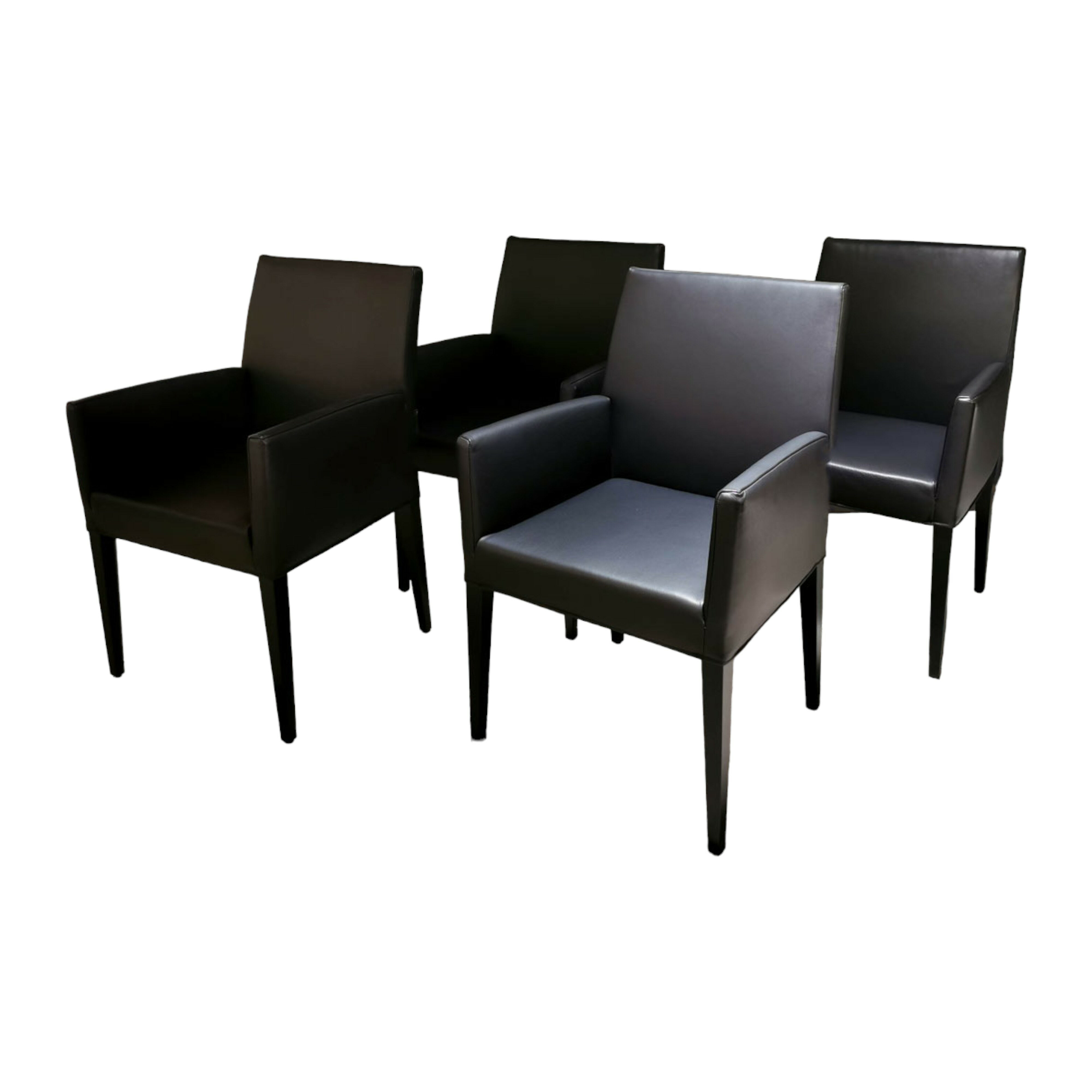 Werther - 4er-Set Stuhl Fine Leder L7410A Solide Schwarz Gestell Schwarz - 1