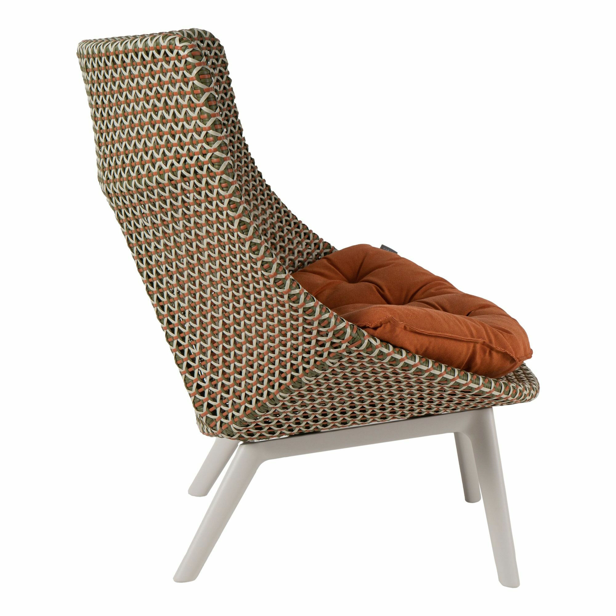 DEDON - Hochlehner Mbrace Sitz Geflecht Chestnut Braun 151 mit Sitzkissen Natura Mandarine Orange - 2