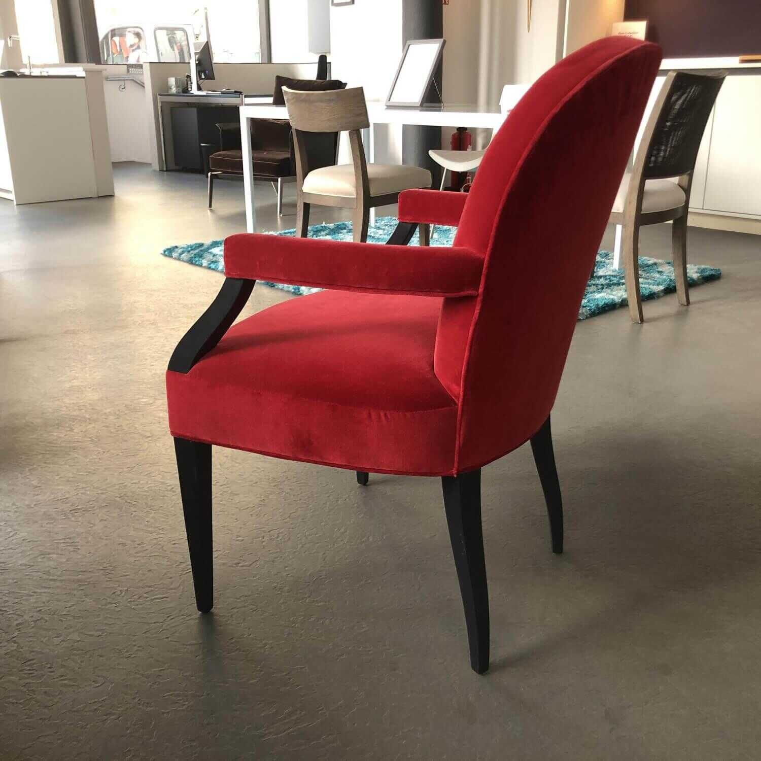 2er-Set Stuhl Thed Side Chair Stoff Velvet Rot mit und ohne Armlehne
