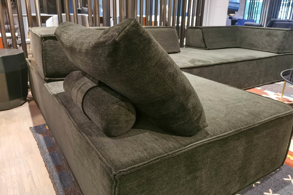 COR - Ecksofa Trio 300x200 Stoff 8144 Braun-Grün mit Rückenkissen - 7