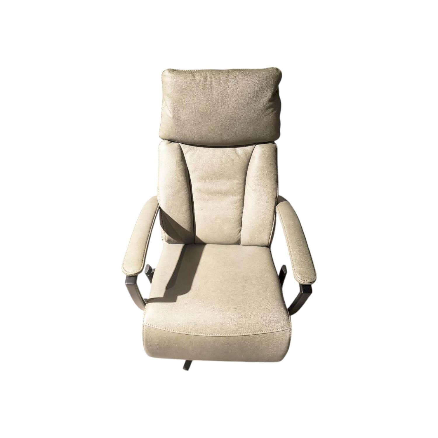 Hukla - Sessel Henning Leder BelVita Olive 59 Beige Sternfuß Schwarz Inklusive Motorischer Verstellung - 1