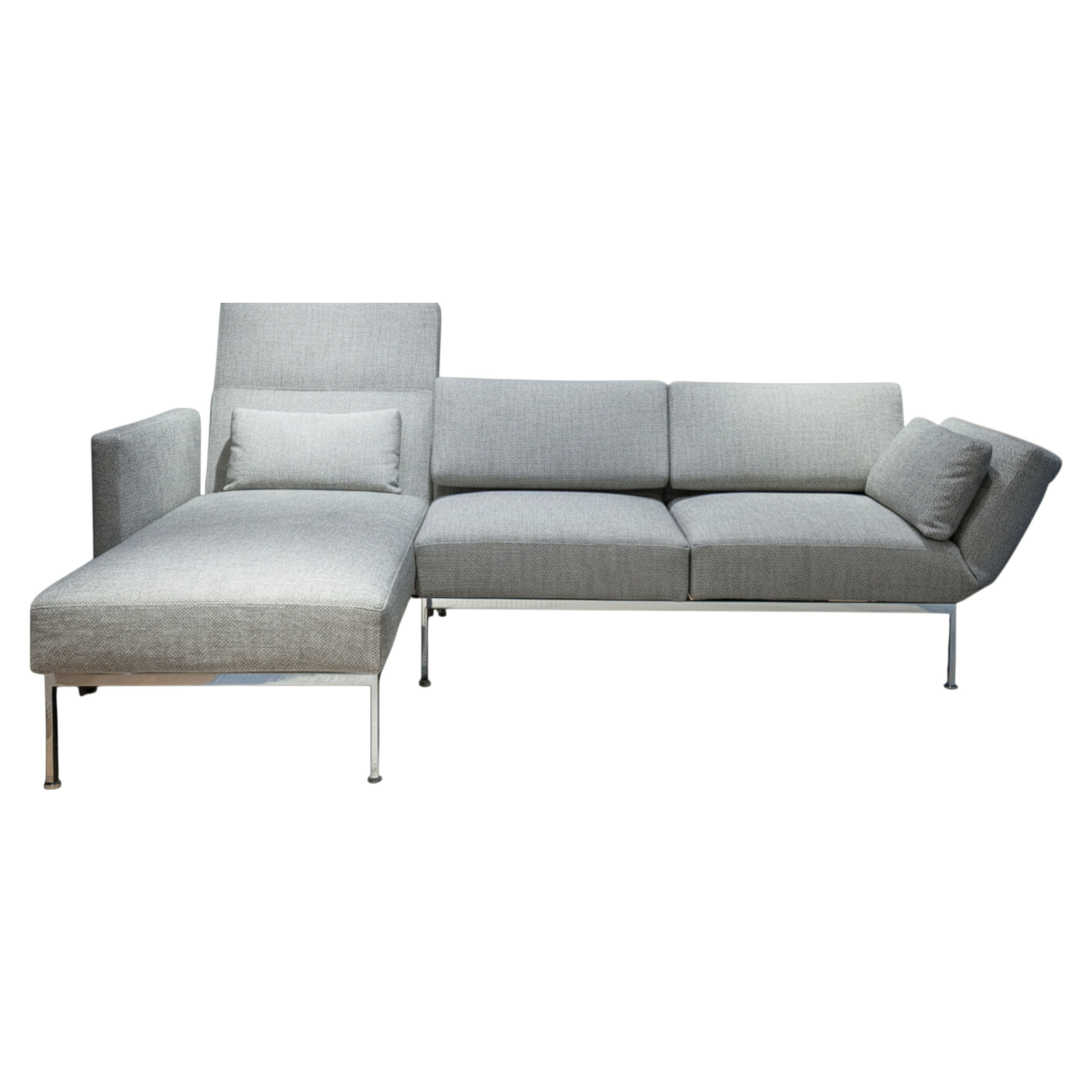 Brühl - Ecksofa Roro Spring Stoff 4459-90 Hellgrau Gestell Metall Verchromt Glänzend - 1