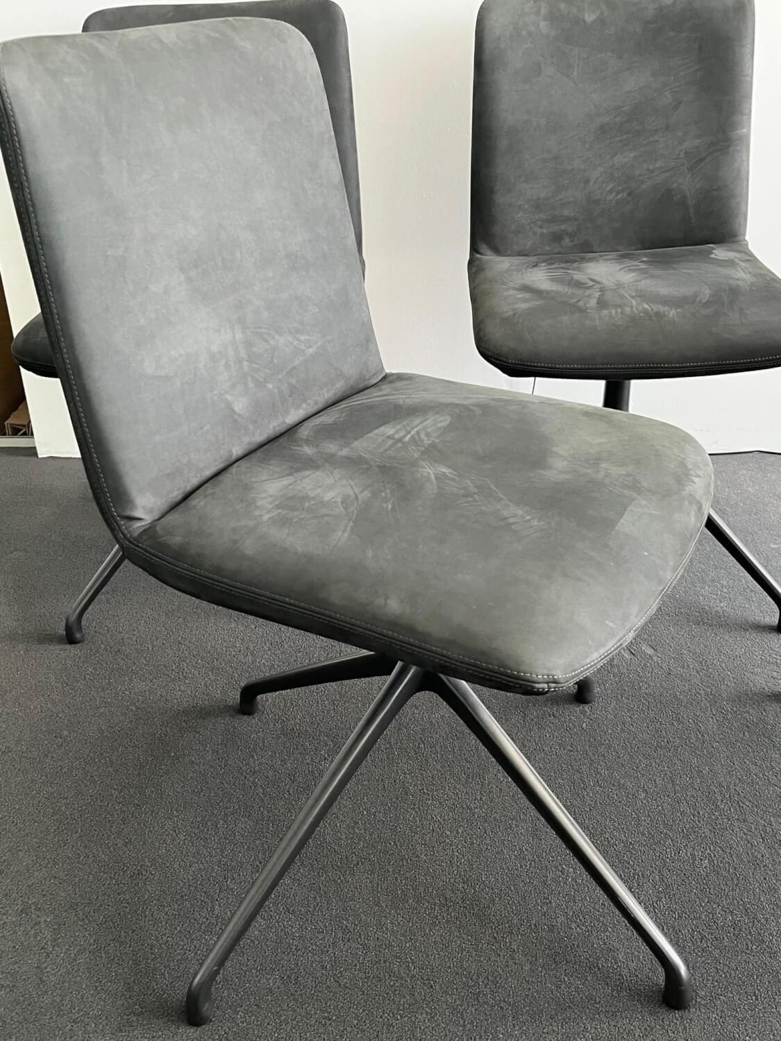 Riva1920 - 4er-Set Stuhl Soft D4 Leder Nabuk 28 Nero B2 Eisen Lackiert Irondest - 2