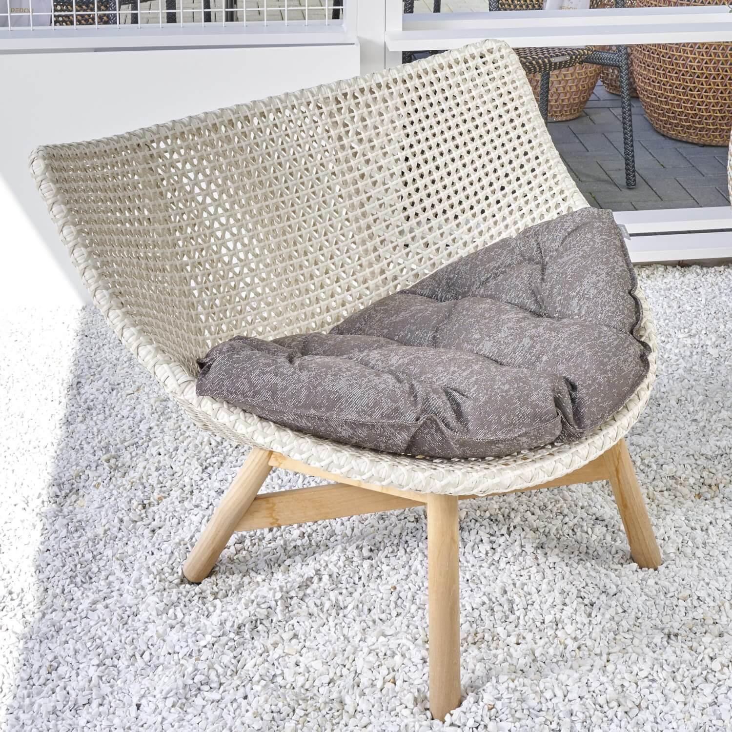 DEDON - Lounge Sessel Mbrace Bezug Stoff Kvadrat Patio 140 677 Geflecht Seasalt 140 Gestell Teak - 9