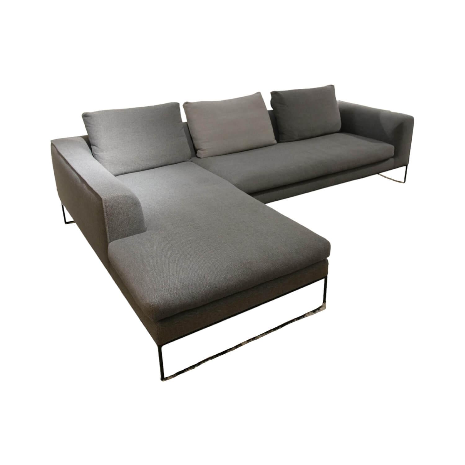 COR - Ecksofa Mell Stoff 9131 Anthrazit Grau Gestell Metall Schwarz Mit Kissen Stoff 9129 - 1