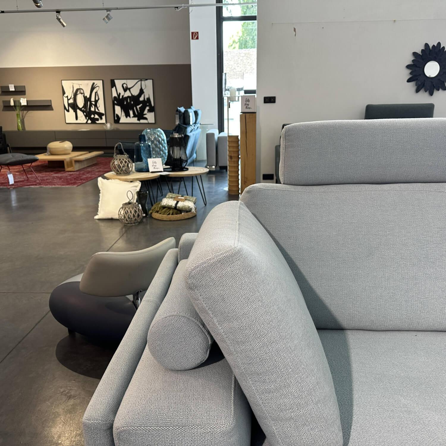 Leolux - Ecksofa Bellice Stoff 20545 Prairie 45 Blau Grau Füße Fino Aluminium Poliert Inklusive Kissen - 2