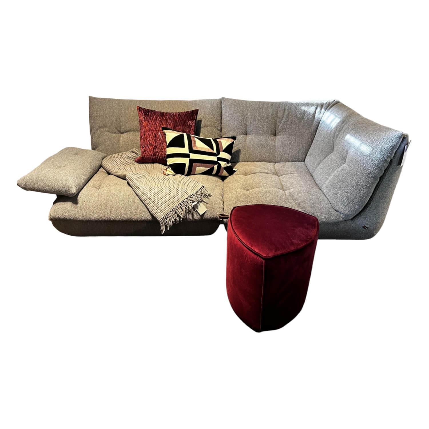 IP Design - Sofa Soulmate Stoff Queen Hellgrau Mit Klappbarer Armlehen Und Ablagetisch - 1