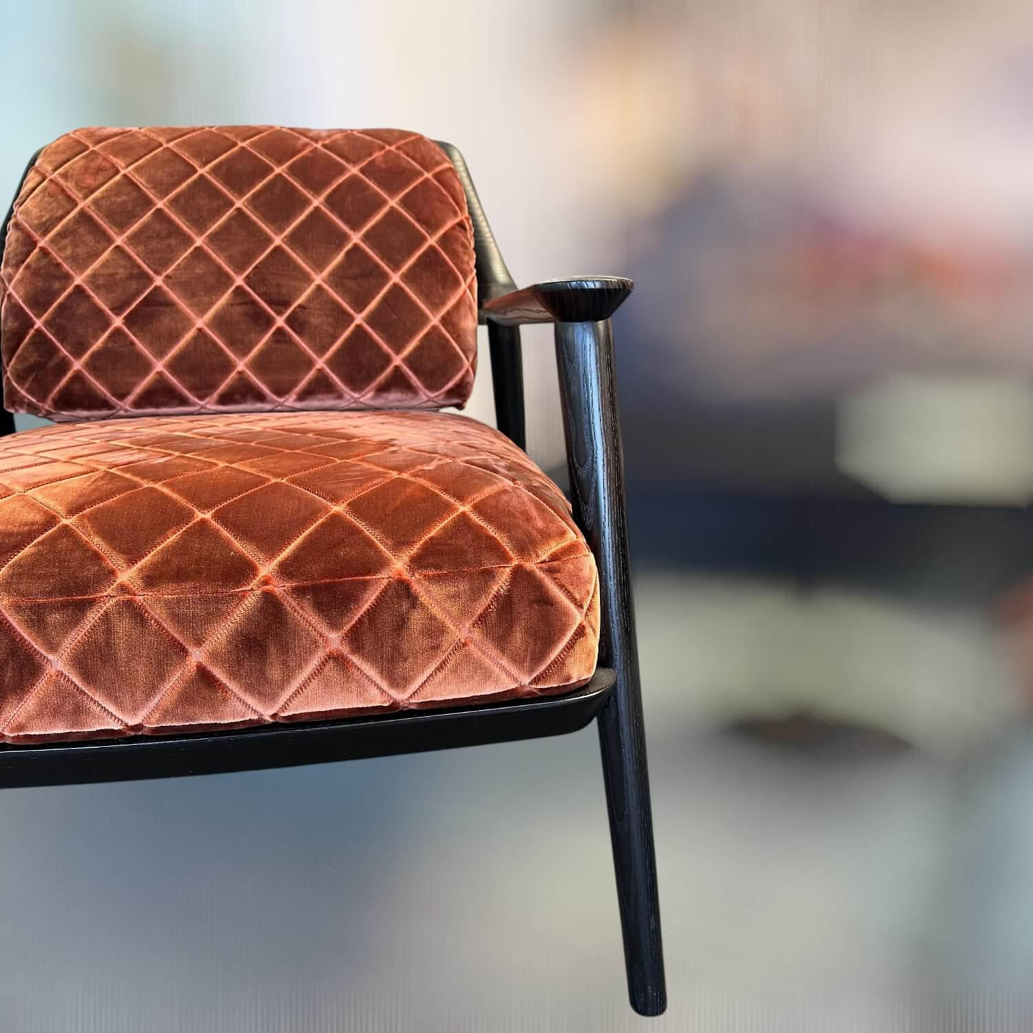 Bielefelder Werkstätten - Sessel Gatsby Stoff JAB Viscount JA3017-061 Orange Braun Füße Holz Schwarz Gebeizt - 11