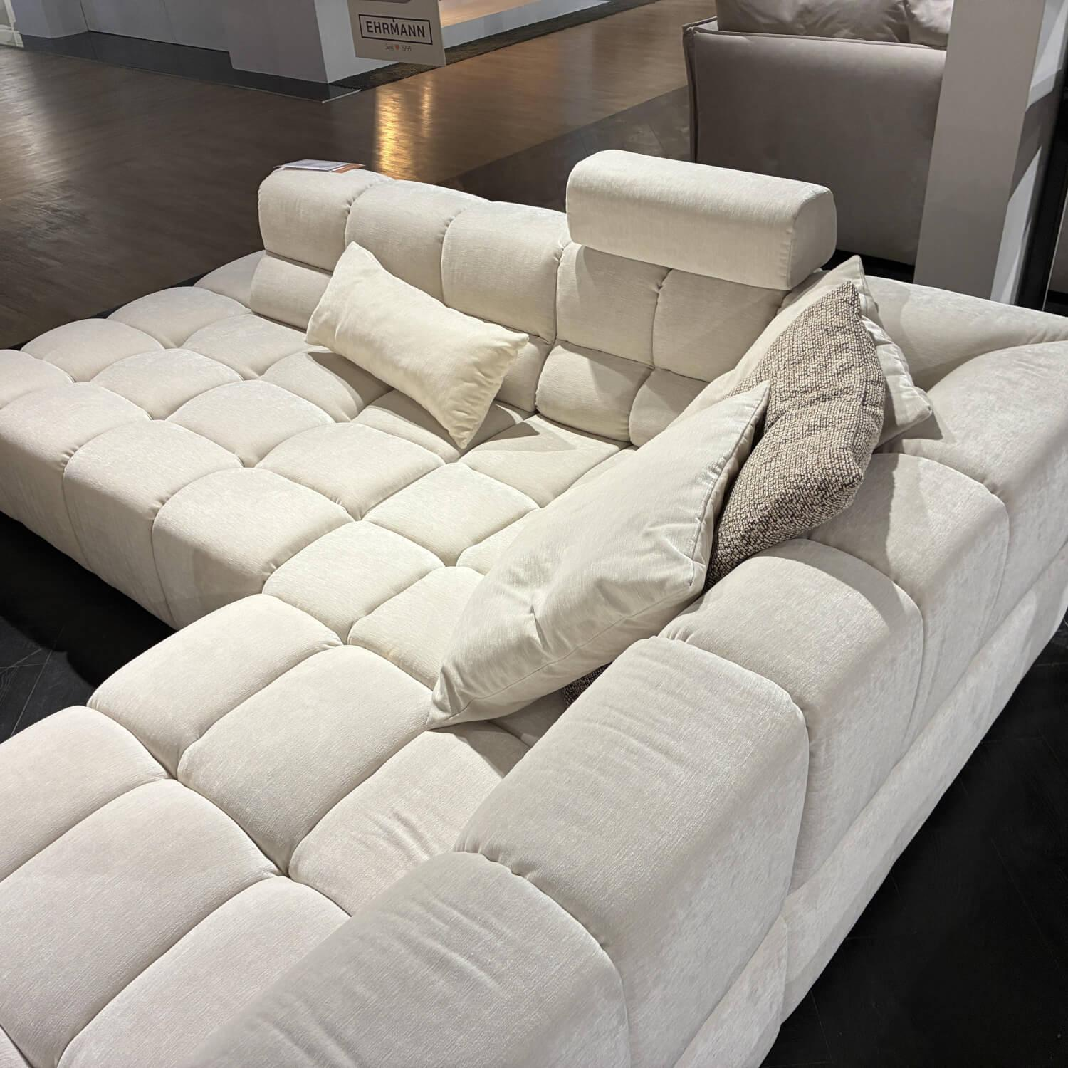 Eigene Herstellung - MARKE DESIGNWERK ANLEGEN / Ecksofa Temple Stoff Earth Ivory Weiß Metallfuß Schwarz Matt B - 8