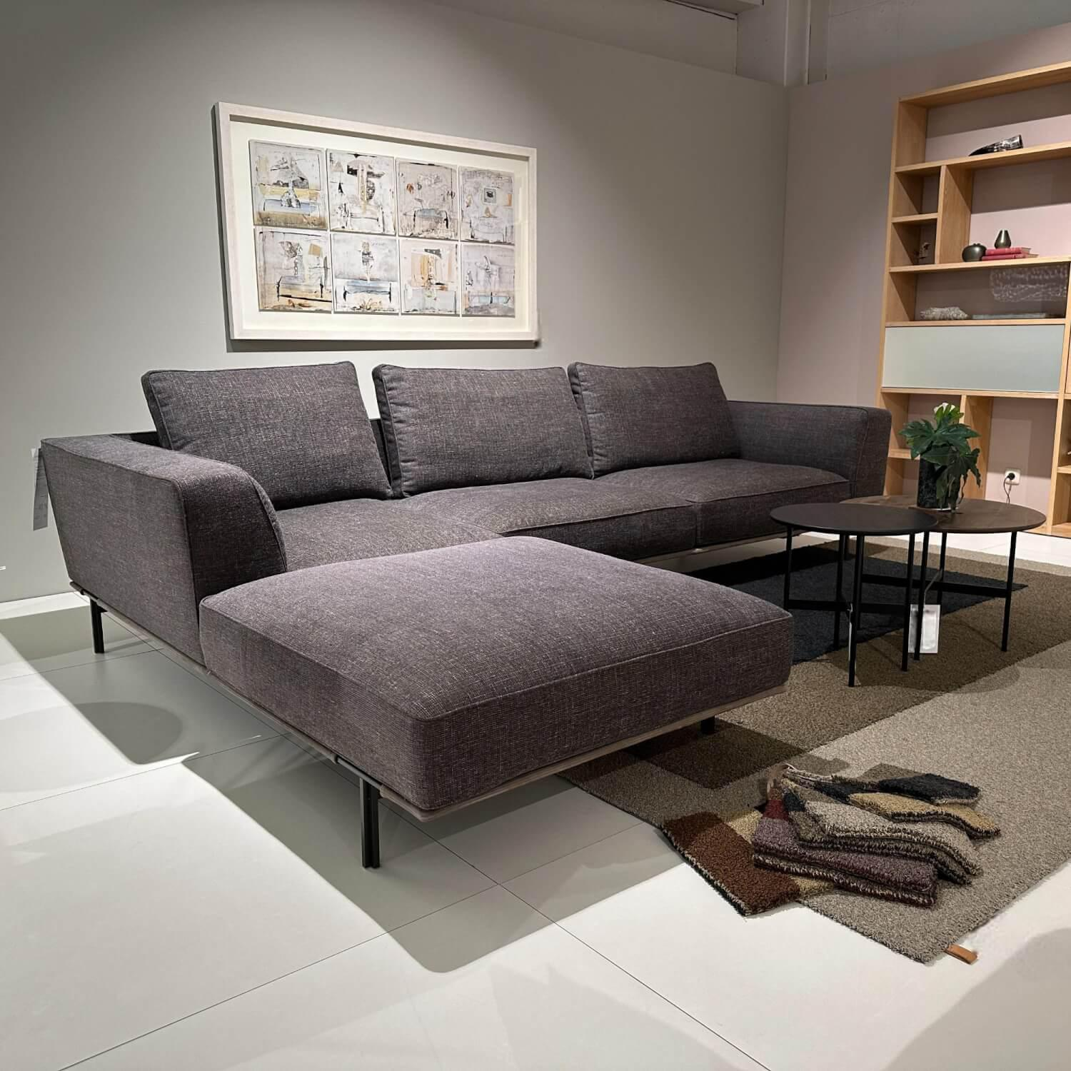 Molteni & C - Ecksofa Gregor Stoff W1534 Wasabi Cioccolato Anthrazit Gestell Zinnfarben Lackiert Ohne Couchtisch - 6