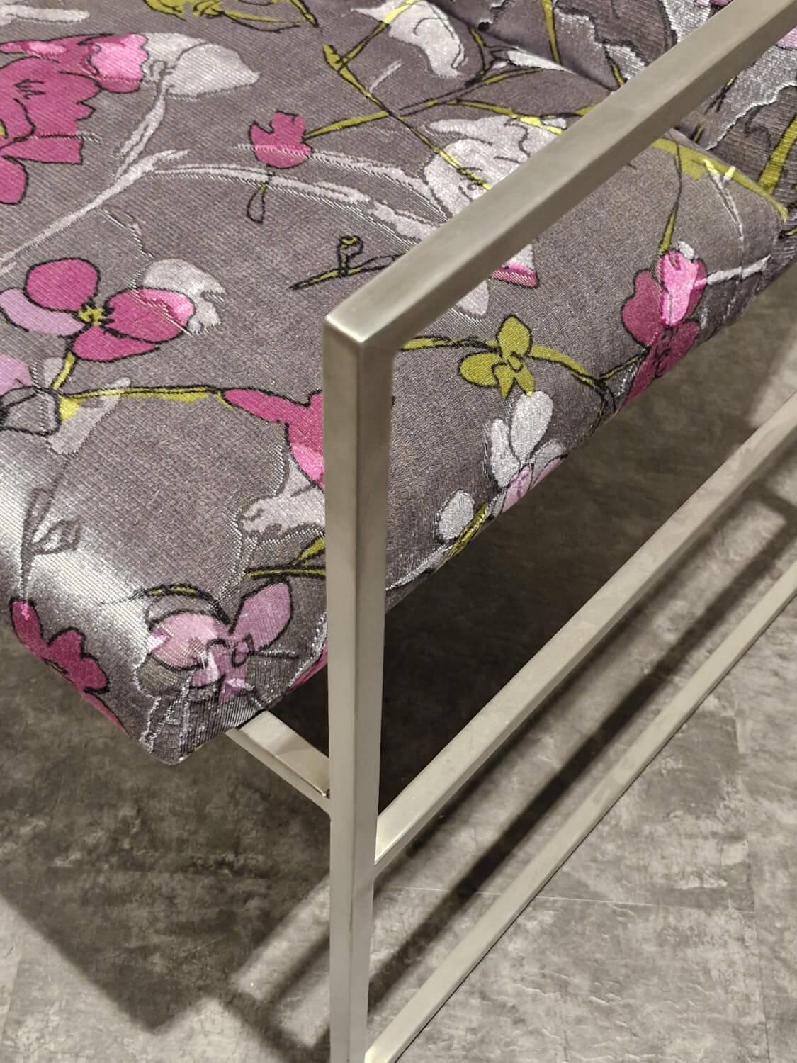 Brühl - Armchair Grace Soft fabric 8001 95 gray pink yellow frame stainless steel smooth - 7