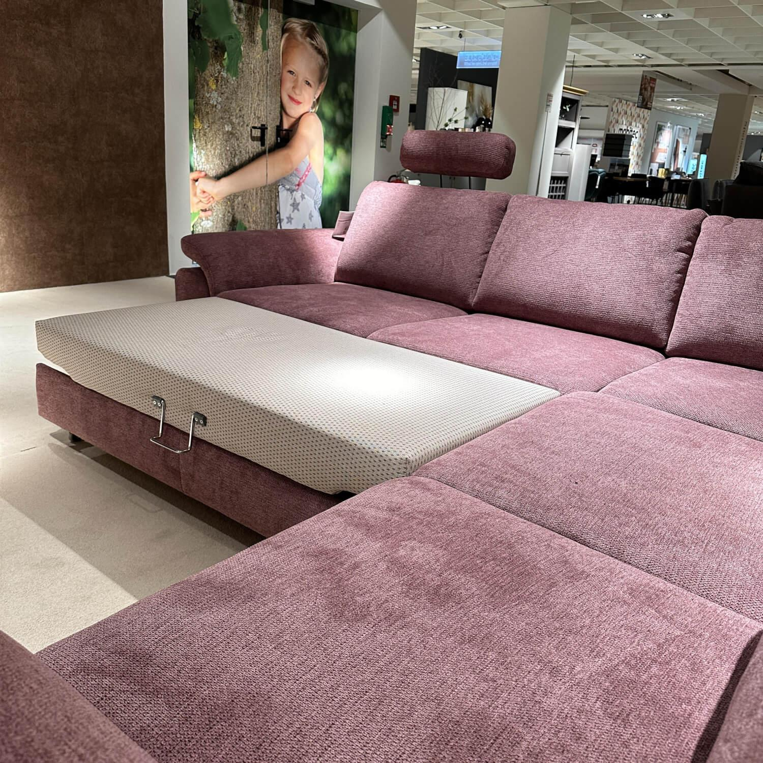 Systempolster - Ecksofa PP-LA21008 Stoff Famosa Wine Violett Gestell Holz Inklusive Kopfstütze Kissen - 2