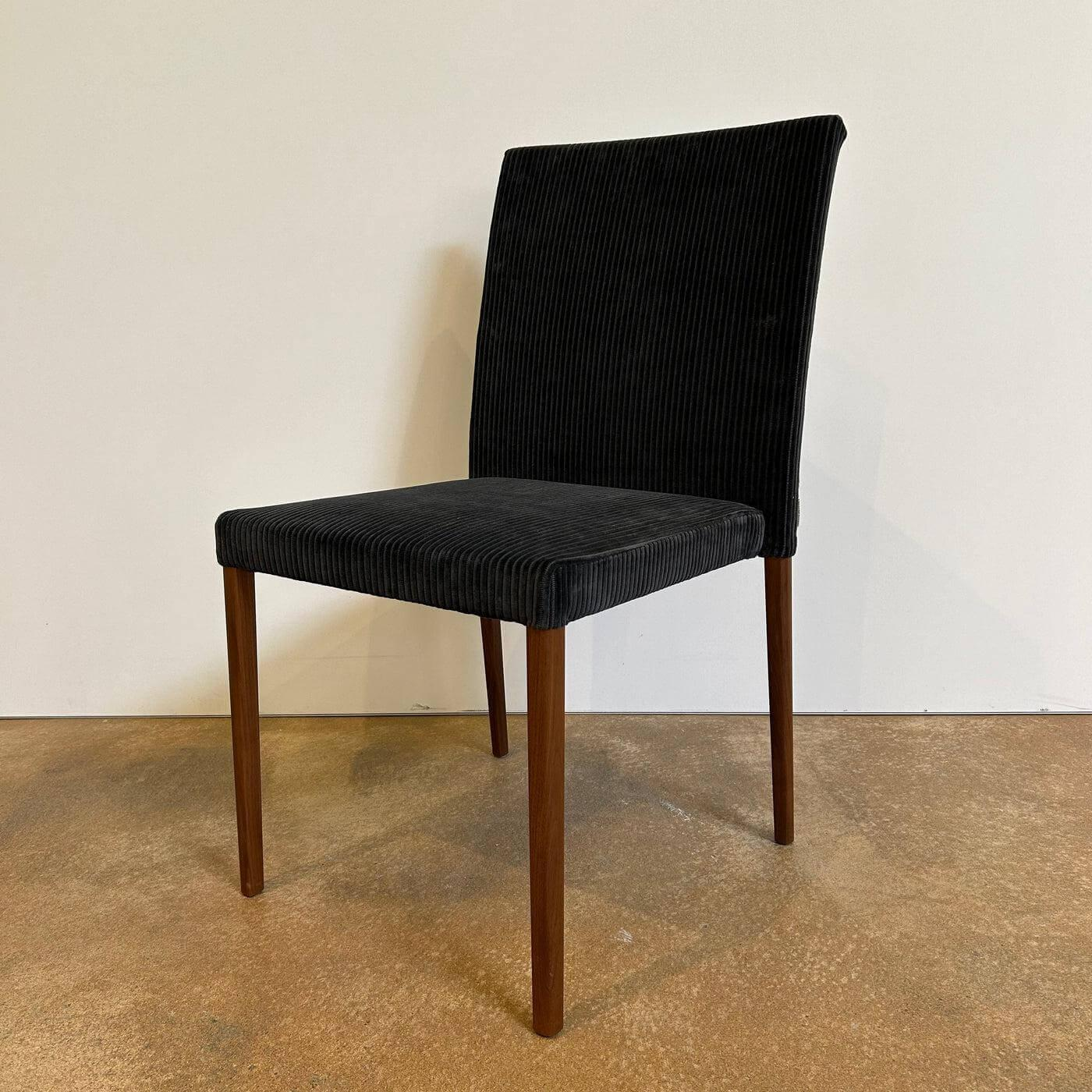 Walter Knoll - 2er-Set Stuhl Jason Lite 1900 Stoff Phlox 183 Dunkelblau Gestell Nussbaum Mit Splintanteil Inklusive Teflongleiter - 3