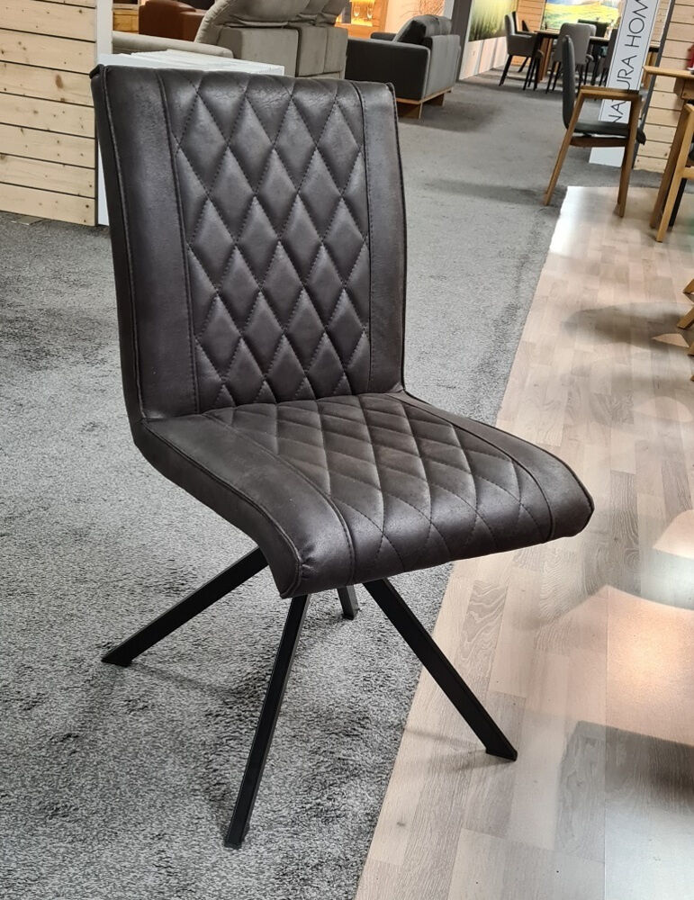 Natura - Essgruppe Cambridge 2 Stühle 2 Bänke Wildeiche Massiv Natur Geölt Stoff Bull Dunkelbraun - 4