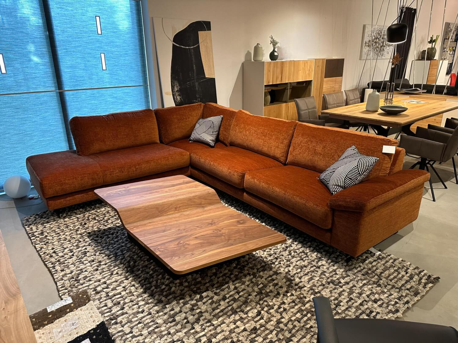 Violetta - Ecksofa Vita 14 Stoff Verotex Hawk 20 Canyon Kupfer Orange Kufe Schwarz Ohne Dekokissen - 7